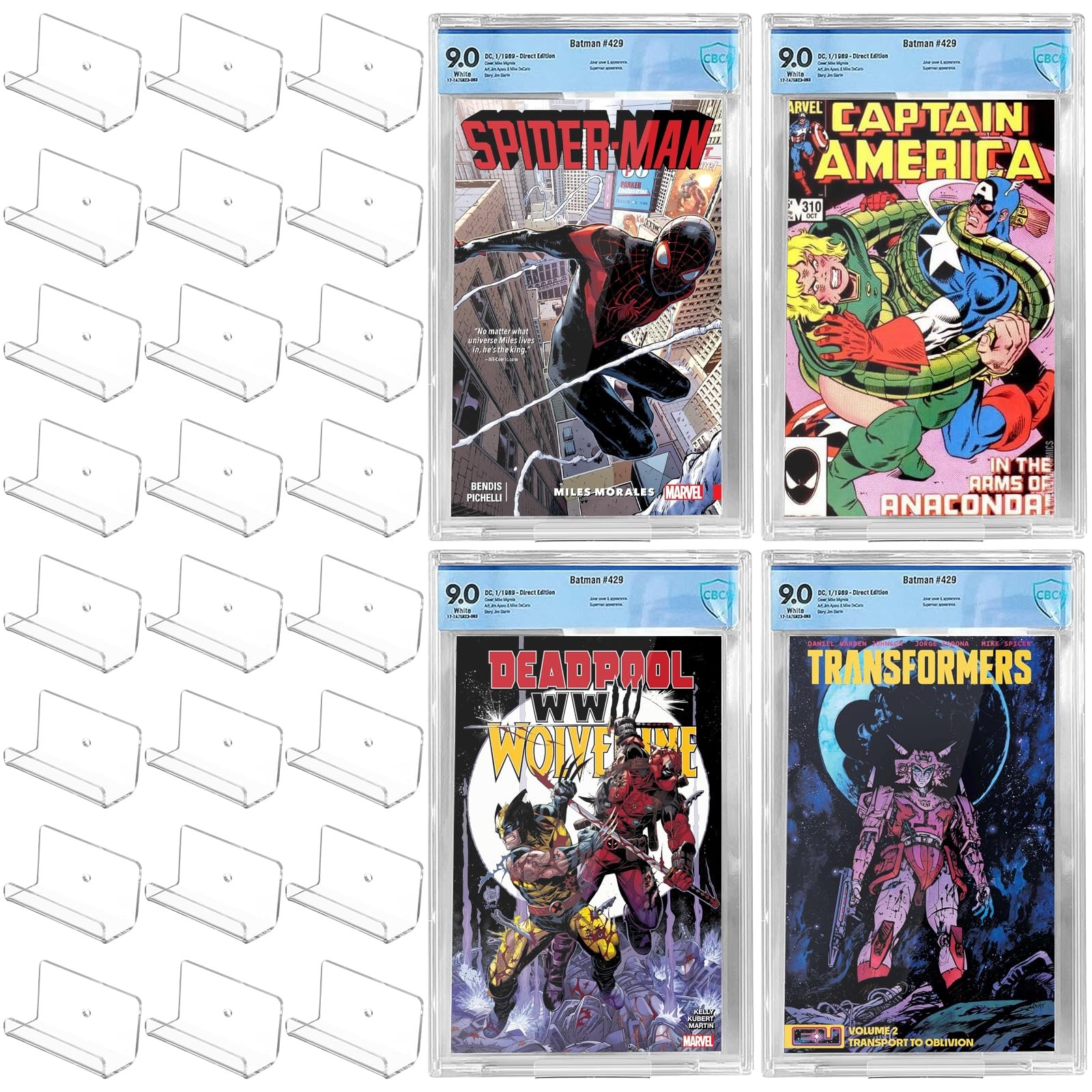 24Pcs Clear Floating Comic Book Display Shelves,Clear Floating Shelves for Di...