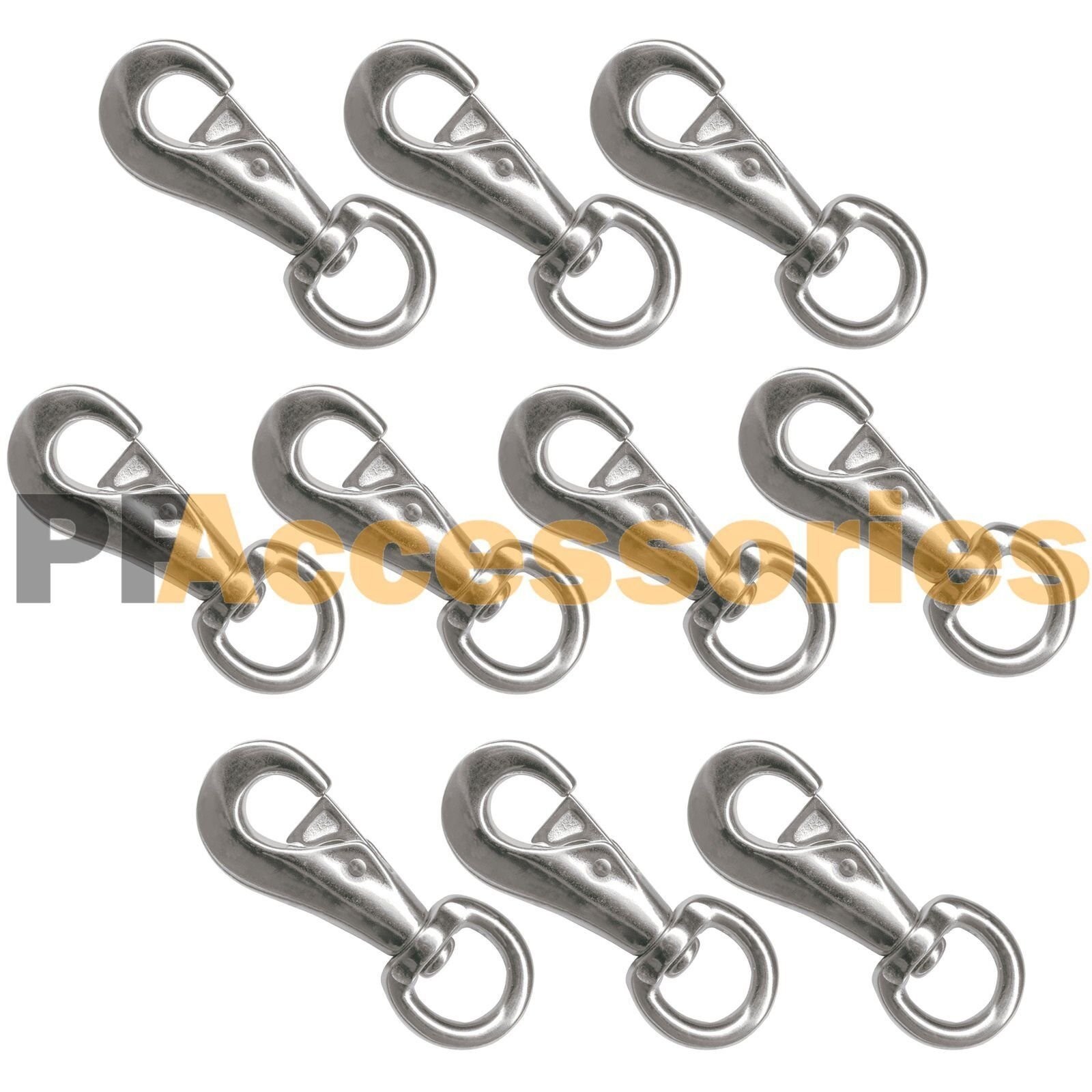 10 Pcs 4" Heavy Duty Bull Snap Latching Hook Round Swivel Eye Chrome Silver Bulk