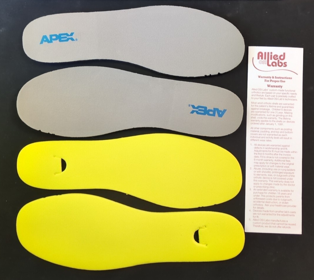1 Pair Custom Orthotics Arch Supports Insoles for Feet OSI Allied Labs - SIZE 12