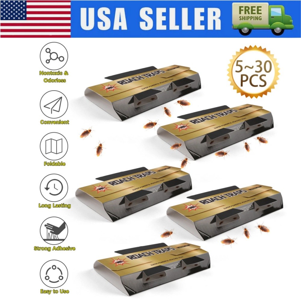 5-30Pack Pest Roach Glue Trap Cockroach Killer Bait Catchers Indoor Office Motel