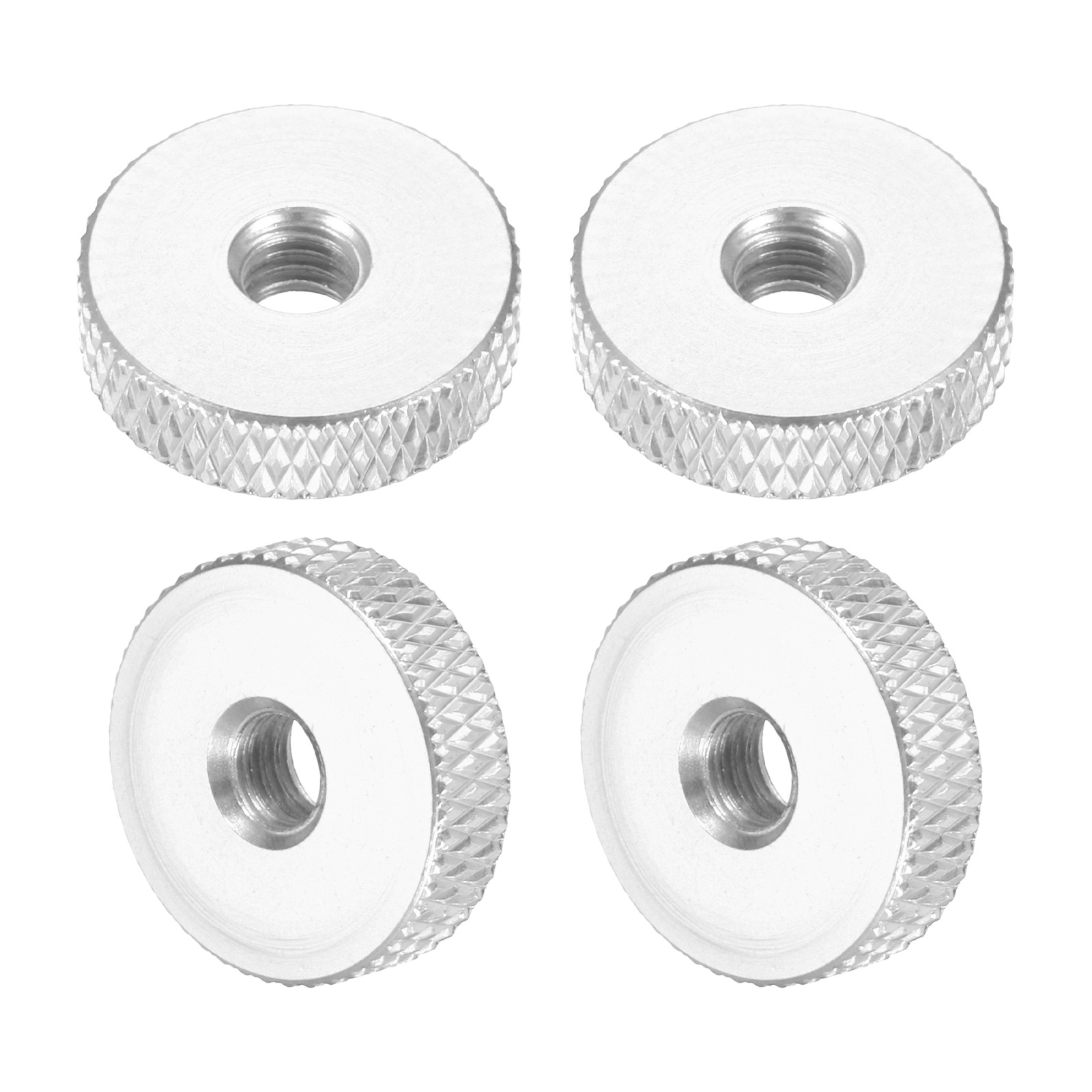 4Pcs M4x14mmx4mm Knurled Thumb Nuts, Silver Tone