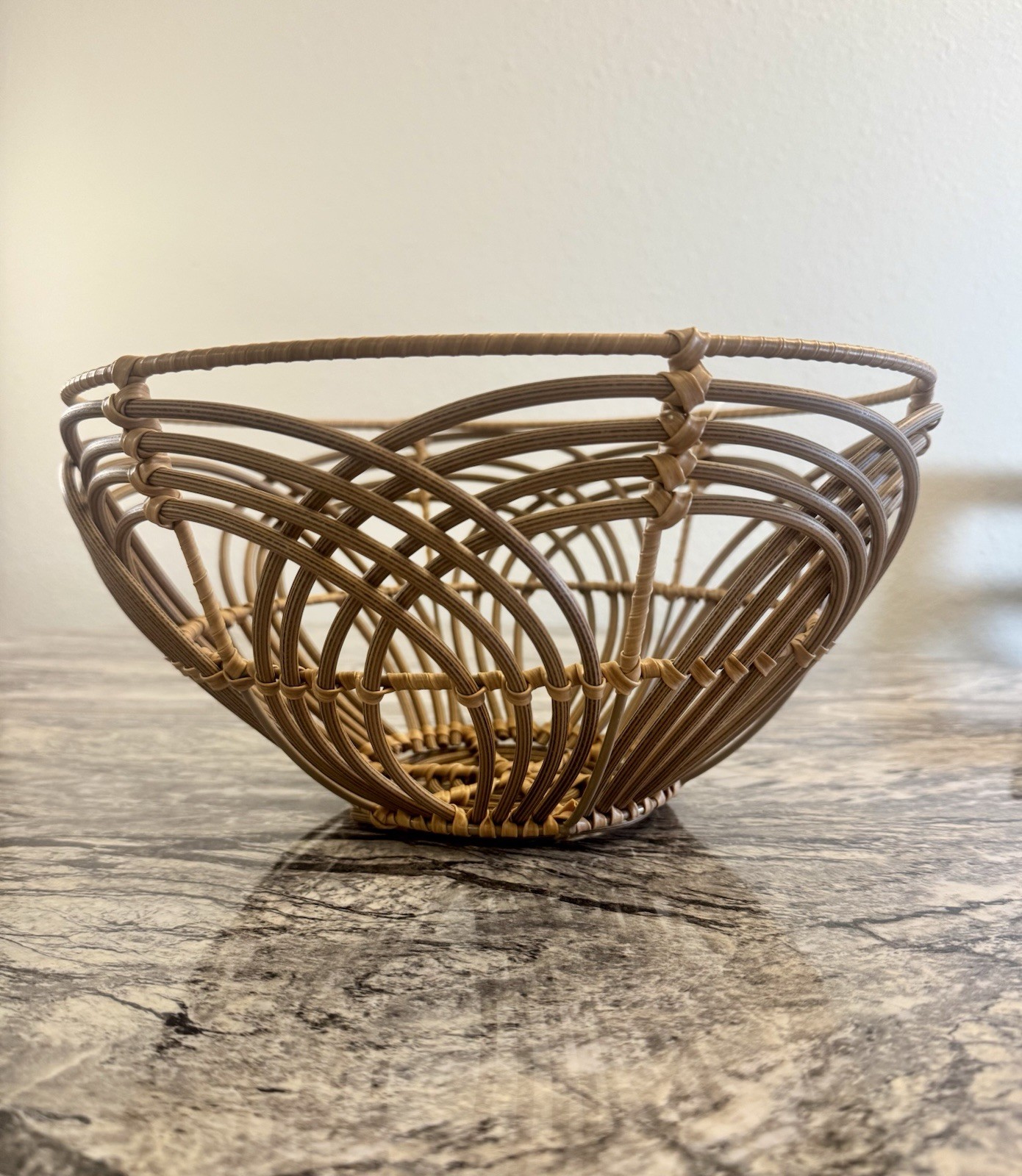 Handwoven Rattan Wicker Fruit Bowl Basket Boho Farmhouse