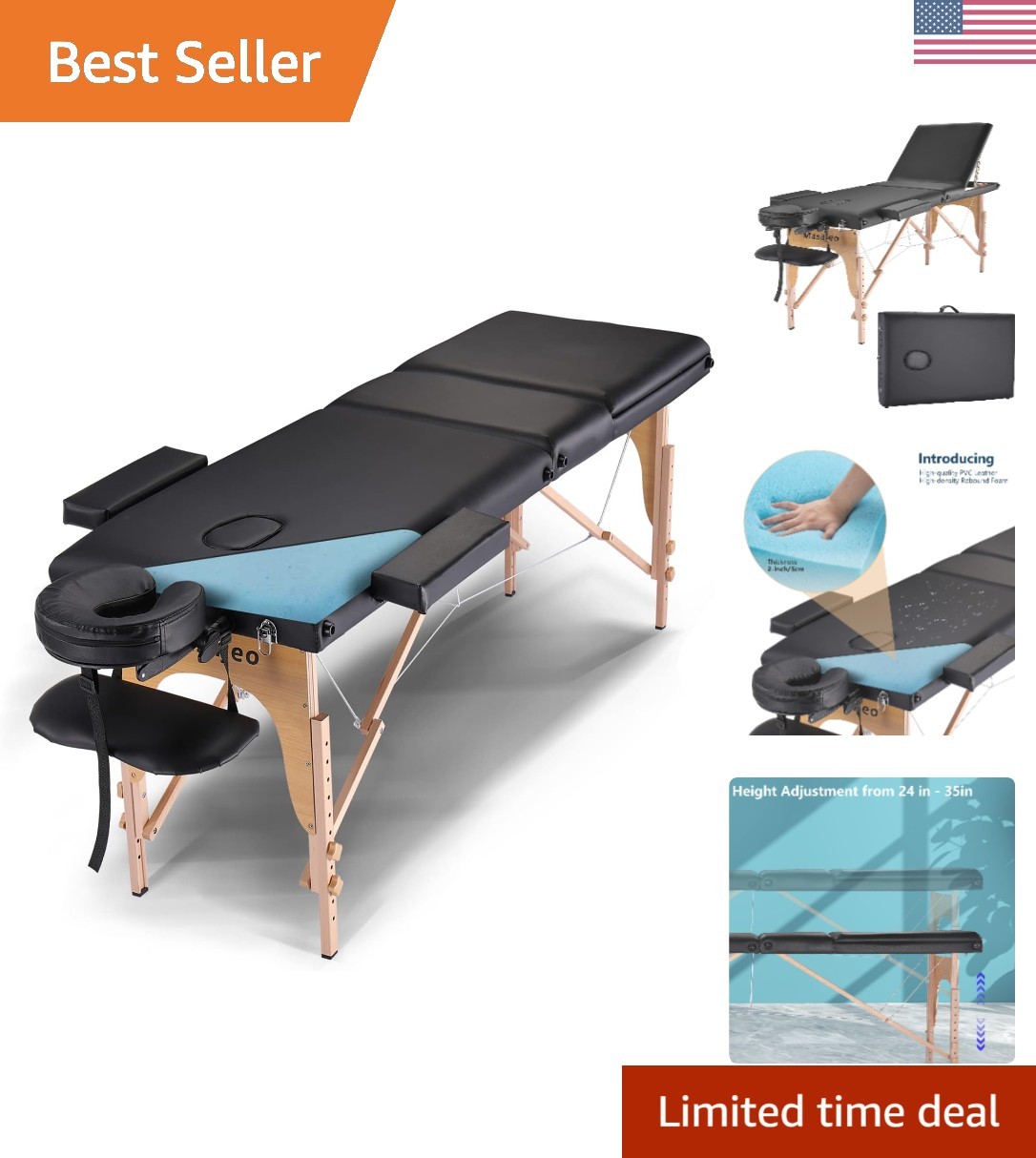 Portable Massage Table Massage Bed Professional SPA Reiki Eyelash Salon Bed, ...
