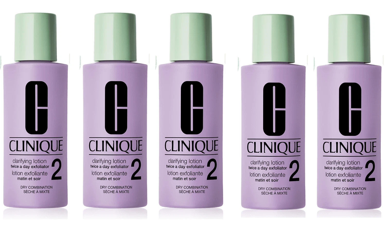 Lot 5 Clinique Clarifying Lotion 2 Dry Combination Skin 2oz/60ml*5 = 10oz/300ml