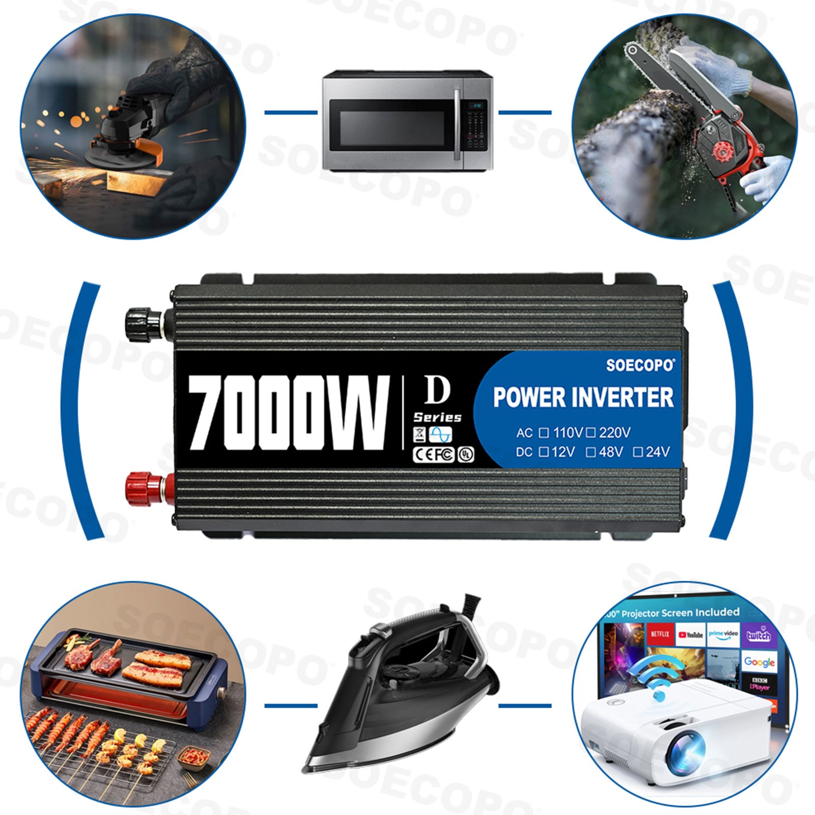 7000W Peak Solar System Kit Flexible Panel 100A Controller 12V To 110V 220V
