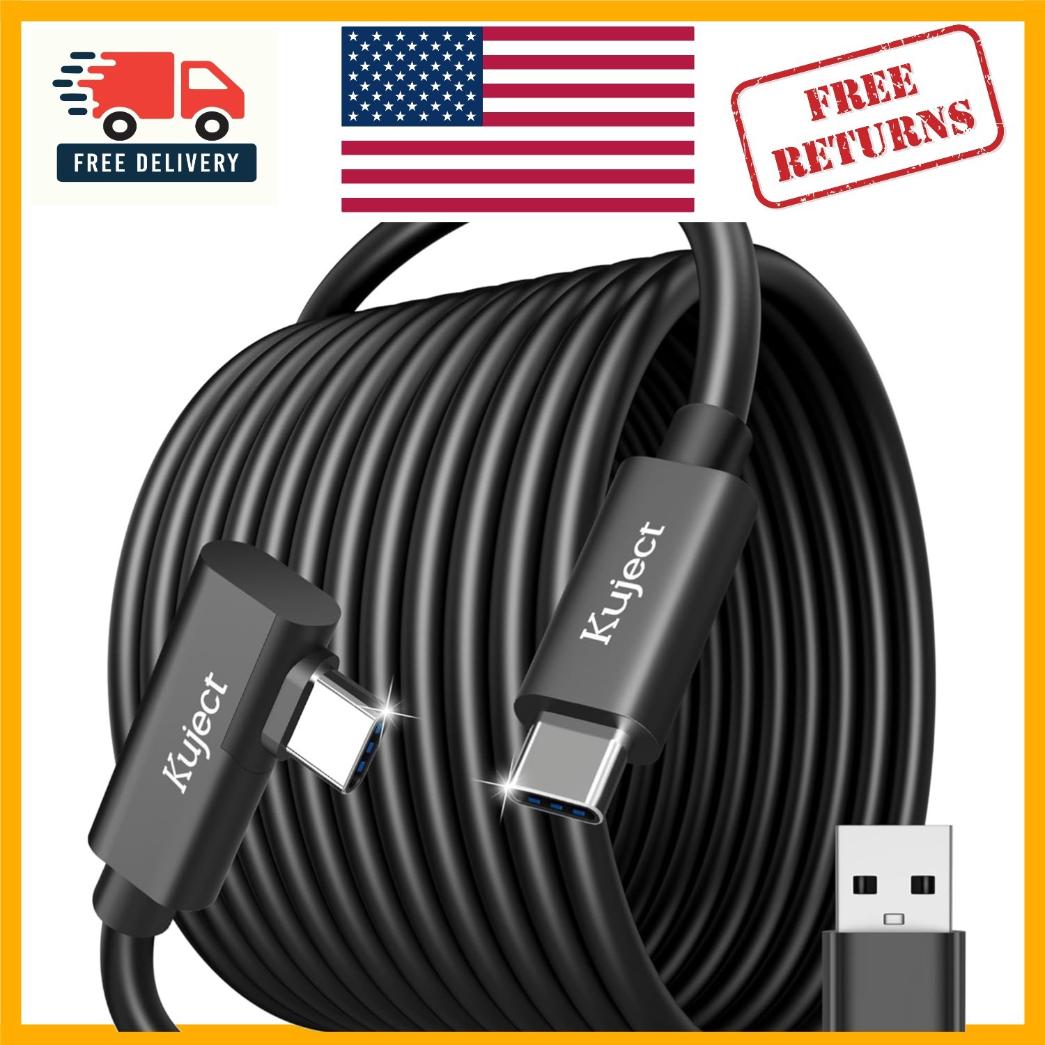 Flexible 16FT USB 3.0 Link Cable for Oculus Quest & Pico 4 - Fast Data Transfer