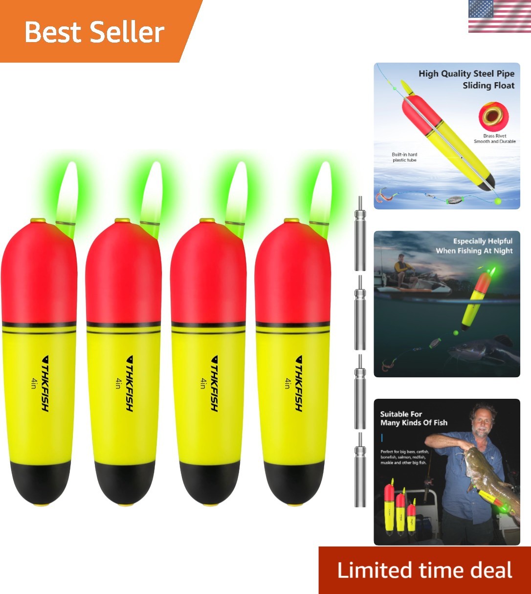 High Density EVA Bobbers for Fishing - Waterproof LED Floats Assortment Pack