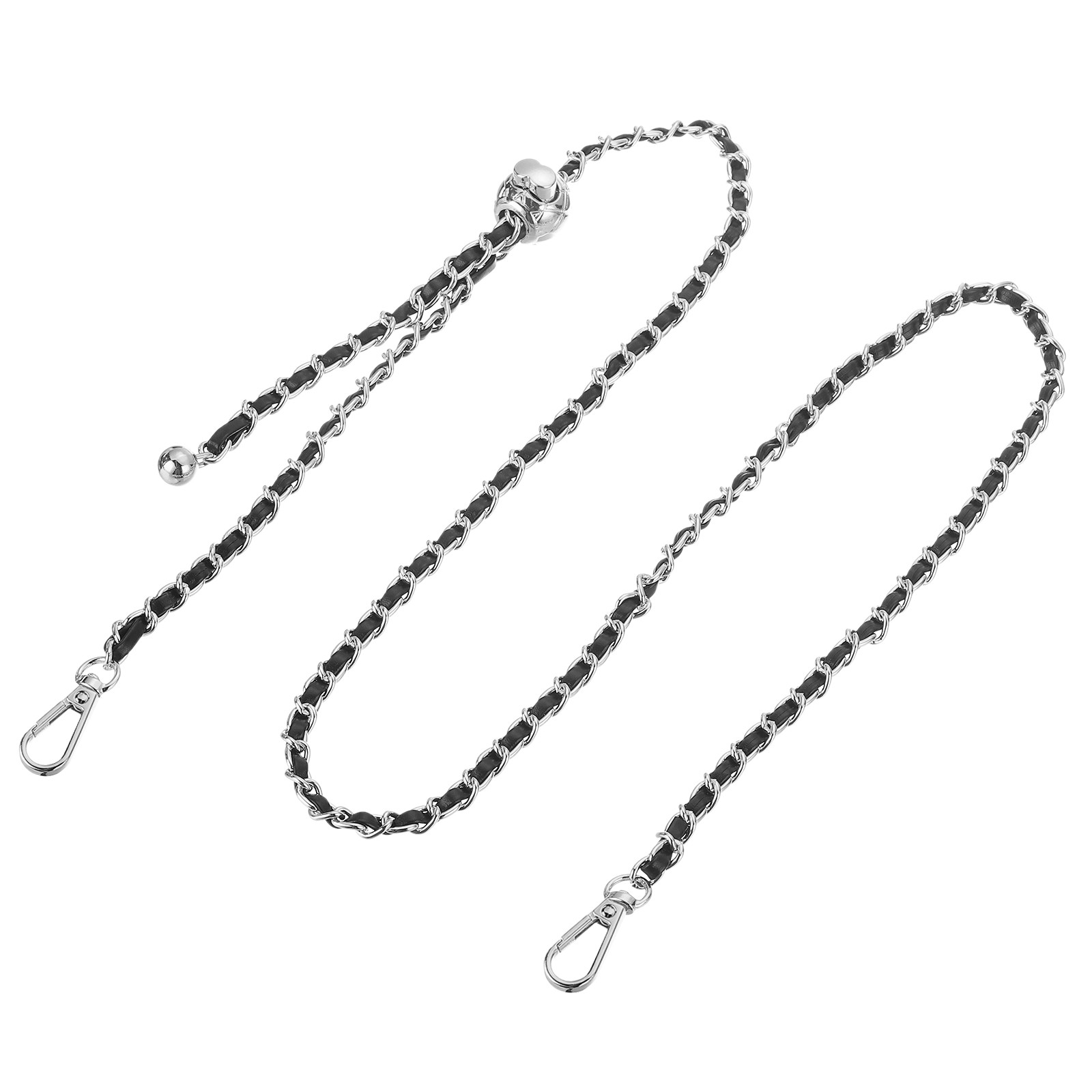 Purse Chain Strap, 51 Inch Adjustable Chains Strap Black/Silver