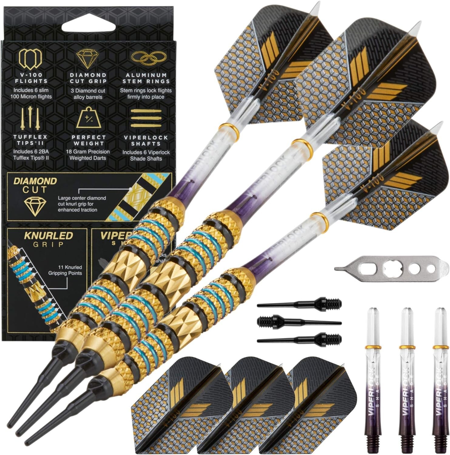 Viper Wizard Soft Tip Darts with Storage/Travel Case, Blue Rings, 18 Grams