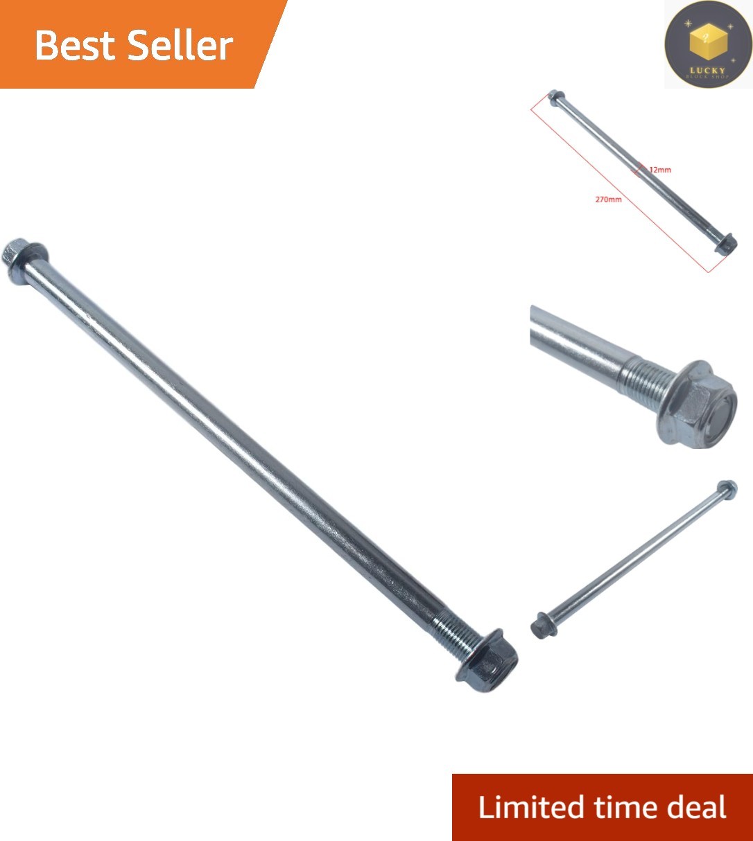 Durable 12mm Rear Axle 270mm for 12 & 14 inch Wheels - Fits popular Dirt Bikes