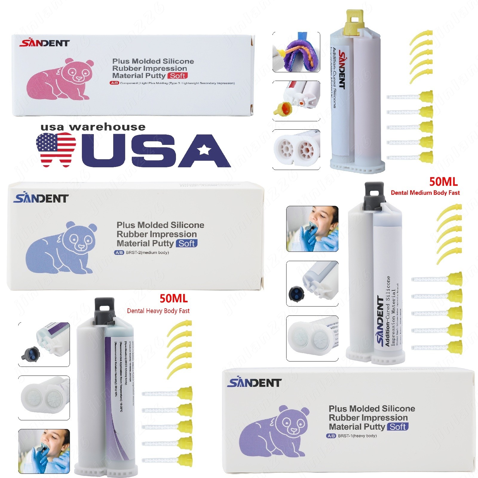 50ml Dental VPS Impression Material Fast Regular set +5 Tips