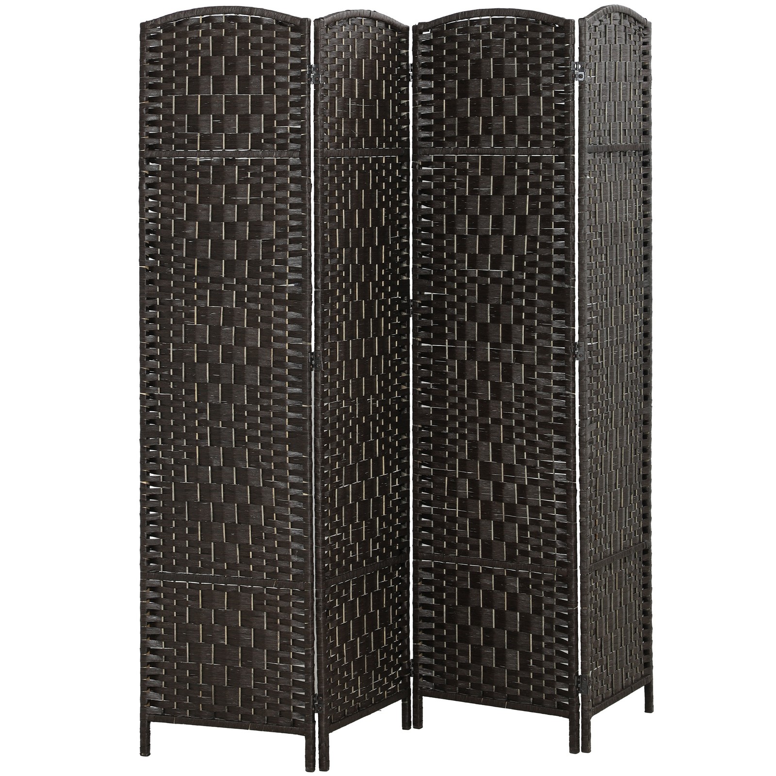 4 Panel Folding Privacy Screen, 70.9" Partition Wall Divider, Coffee