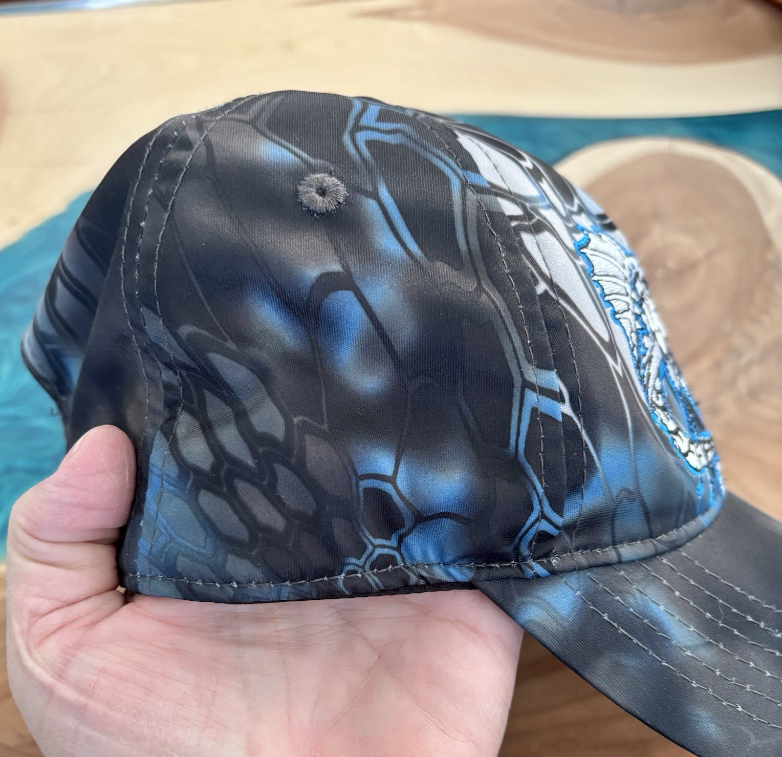 EUC Authentic Outdoor Hat Kryptek Neptune Marlin Bonefish Blue/ Black