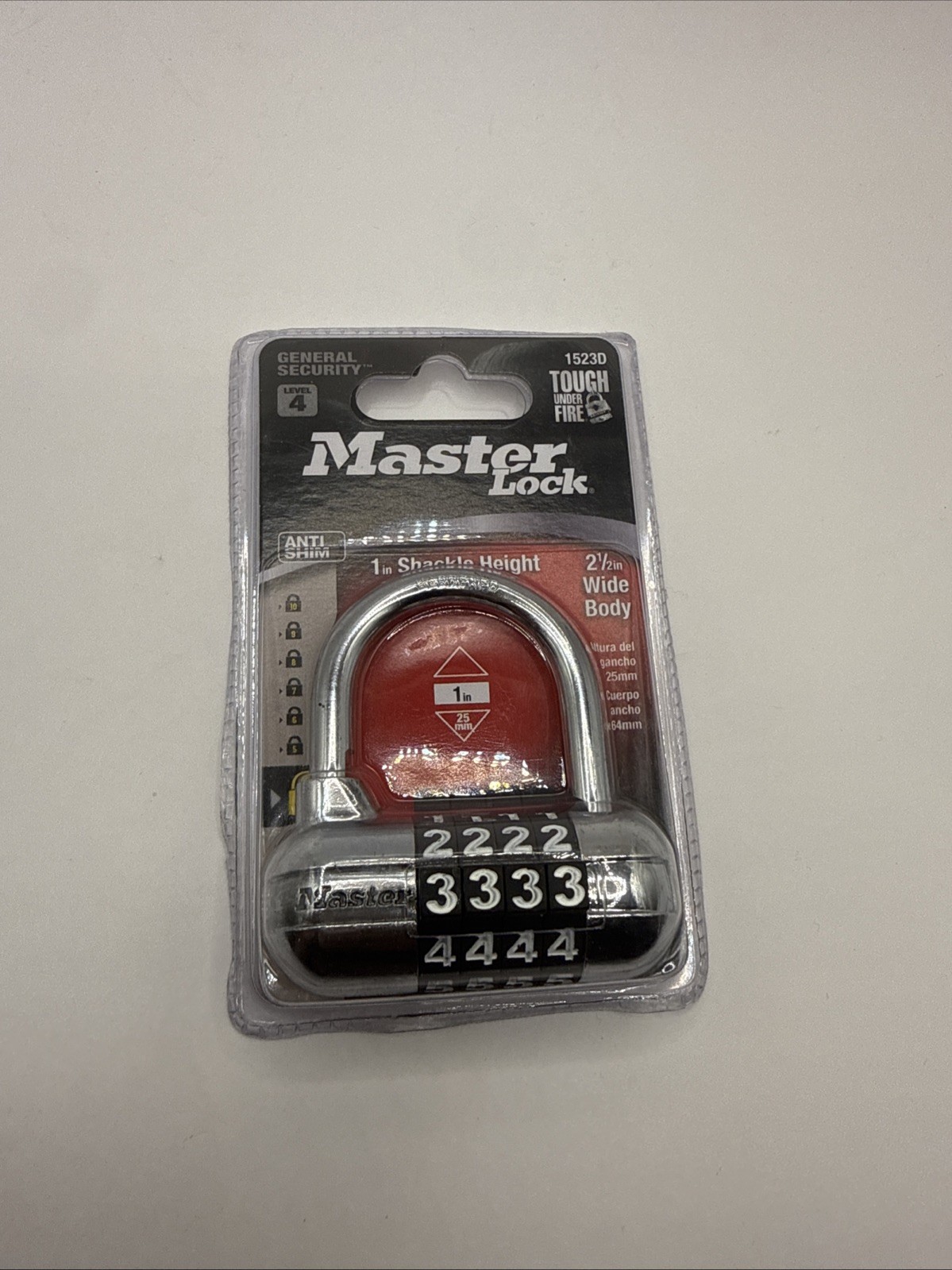 Master Lock 1523D Set & Reset Combination Padlock Chrome & White