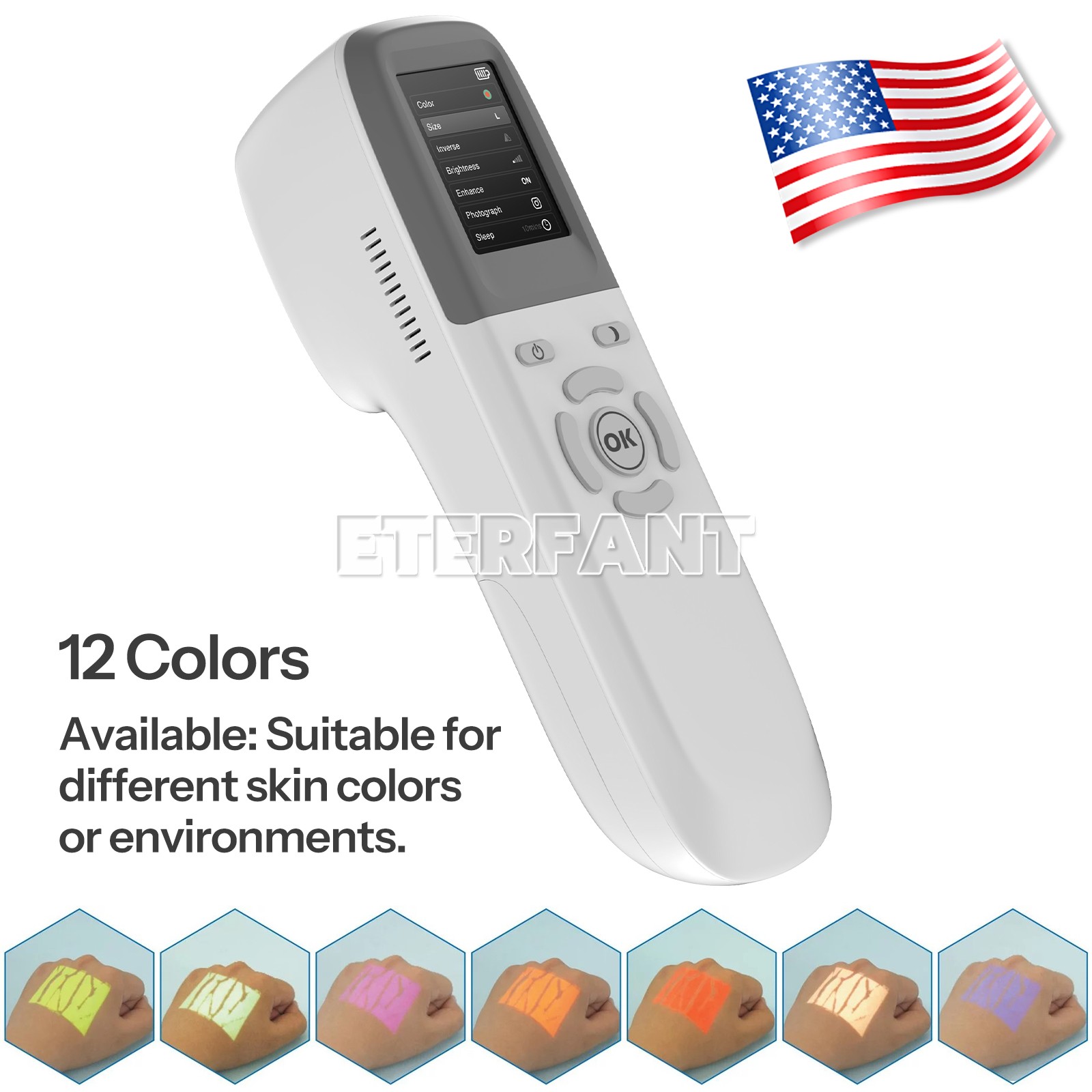 Vein Finder Portable Handheld Locator Near-Infrared Blood Vessel Display 3.5h