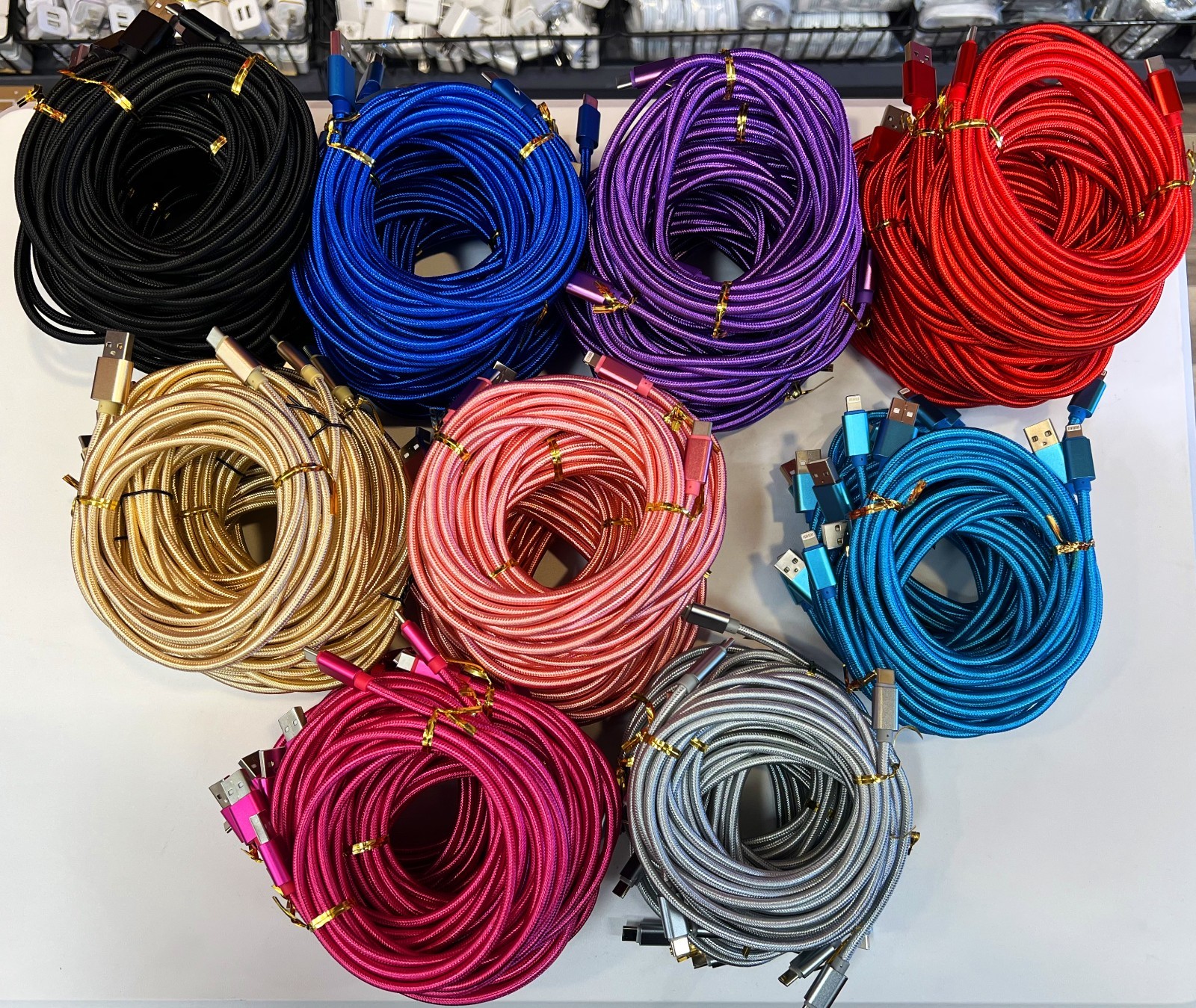 50x Braided USB to Type C Fast Charging Data SYNC Charger Cable Cord 10ft Lot
