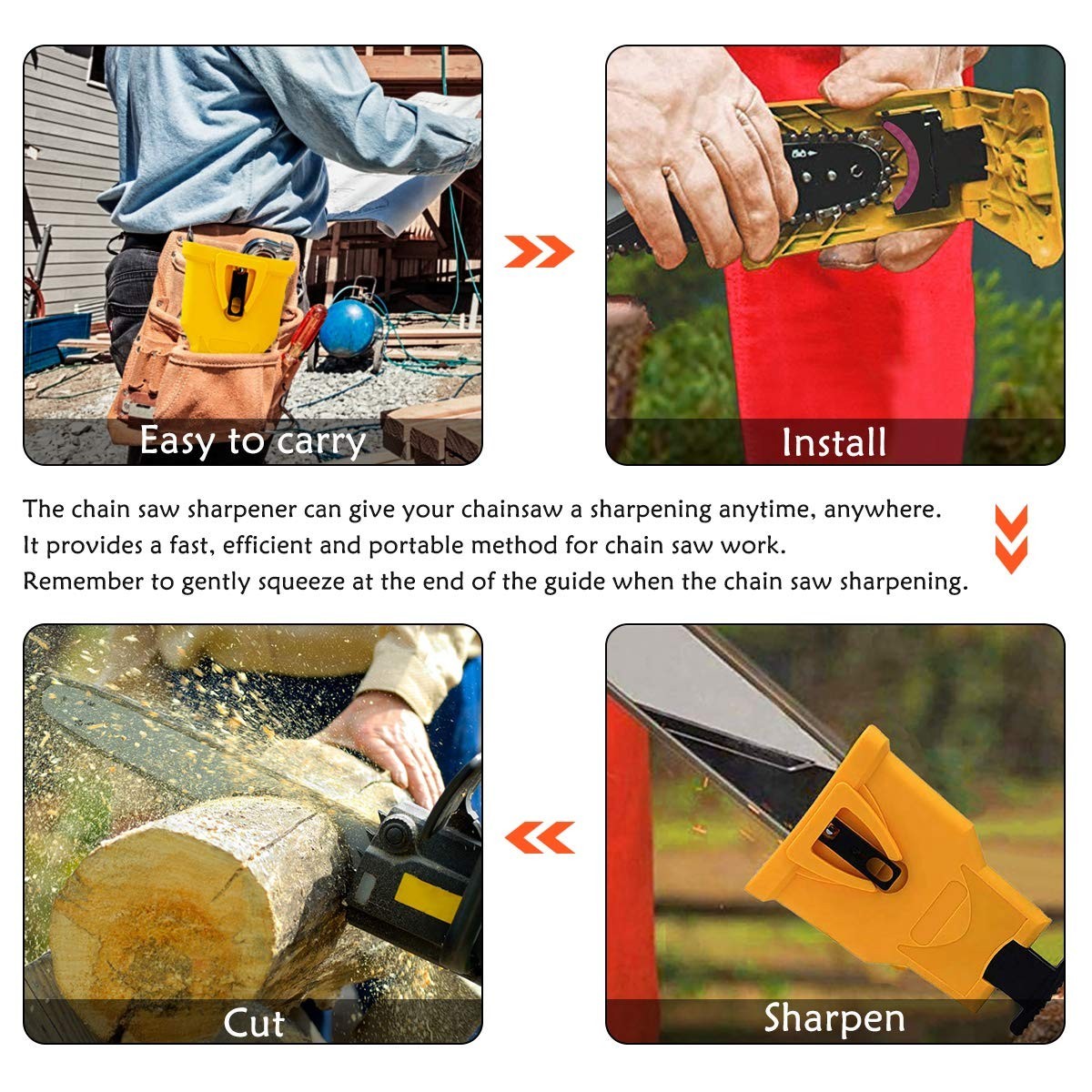 3PC Fast Chainsaw Chain Sharpening Jig Portable Drill Crank Sharpener Tool Set