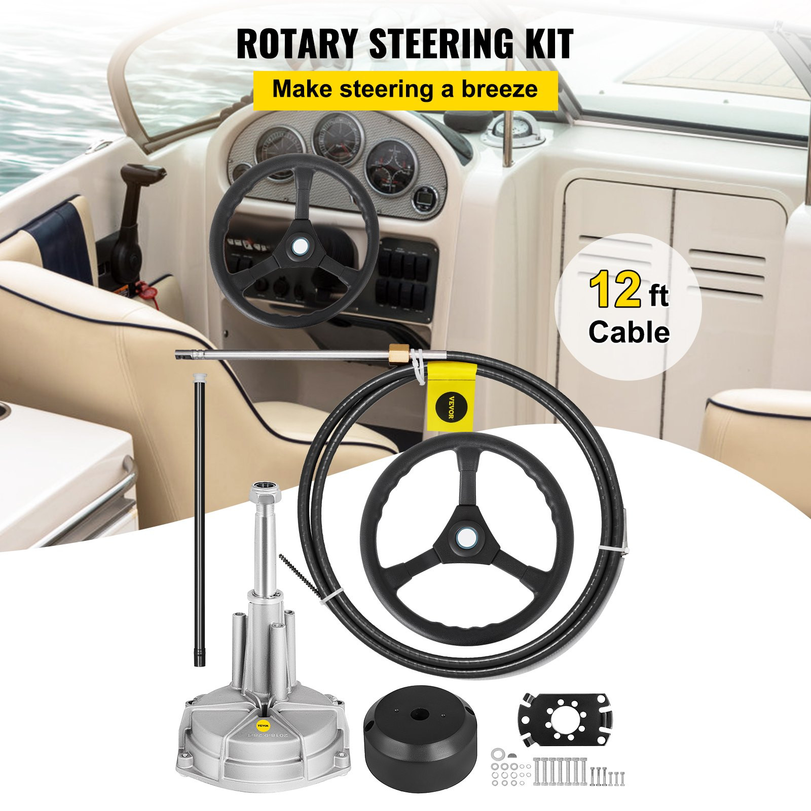 Outboard Steering System 10' Steering Cable Marine Steering System 3/4'' Steeri