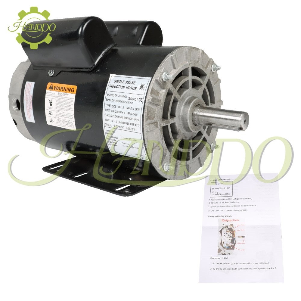 5Hp Air Compressor Motor 3450 RPM 7/8" Shaft 230V 1 Phase 3450 RPM Frame-56 HZ