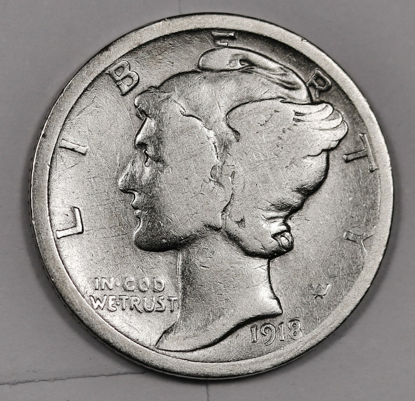 1918-p Mercury Dime.  Better Grade. Inventory I. 176231