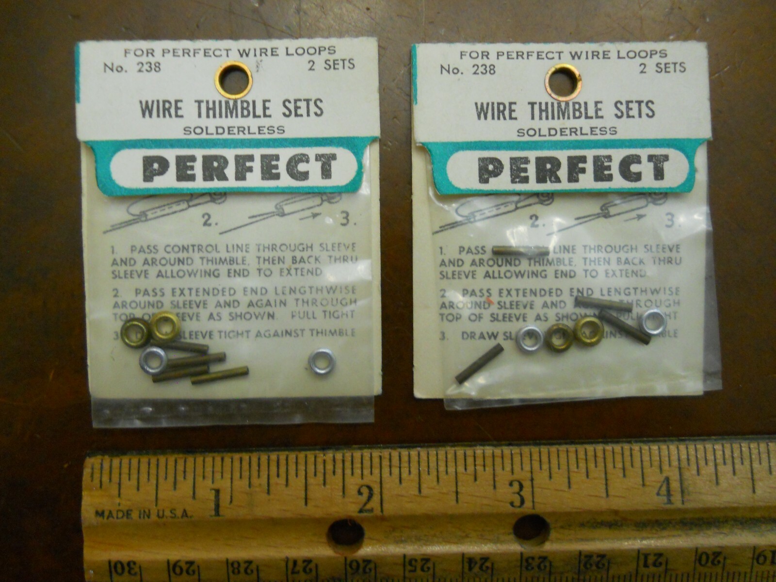 PERFECT MODEL AIRPLANE PARTS #238 WIRE THIMBLE SETS 2 PACKS CONTAINING 2 SETS EA
