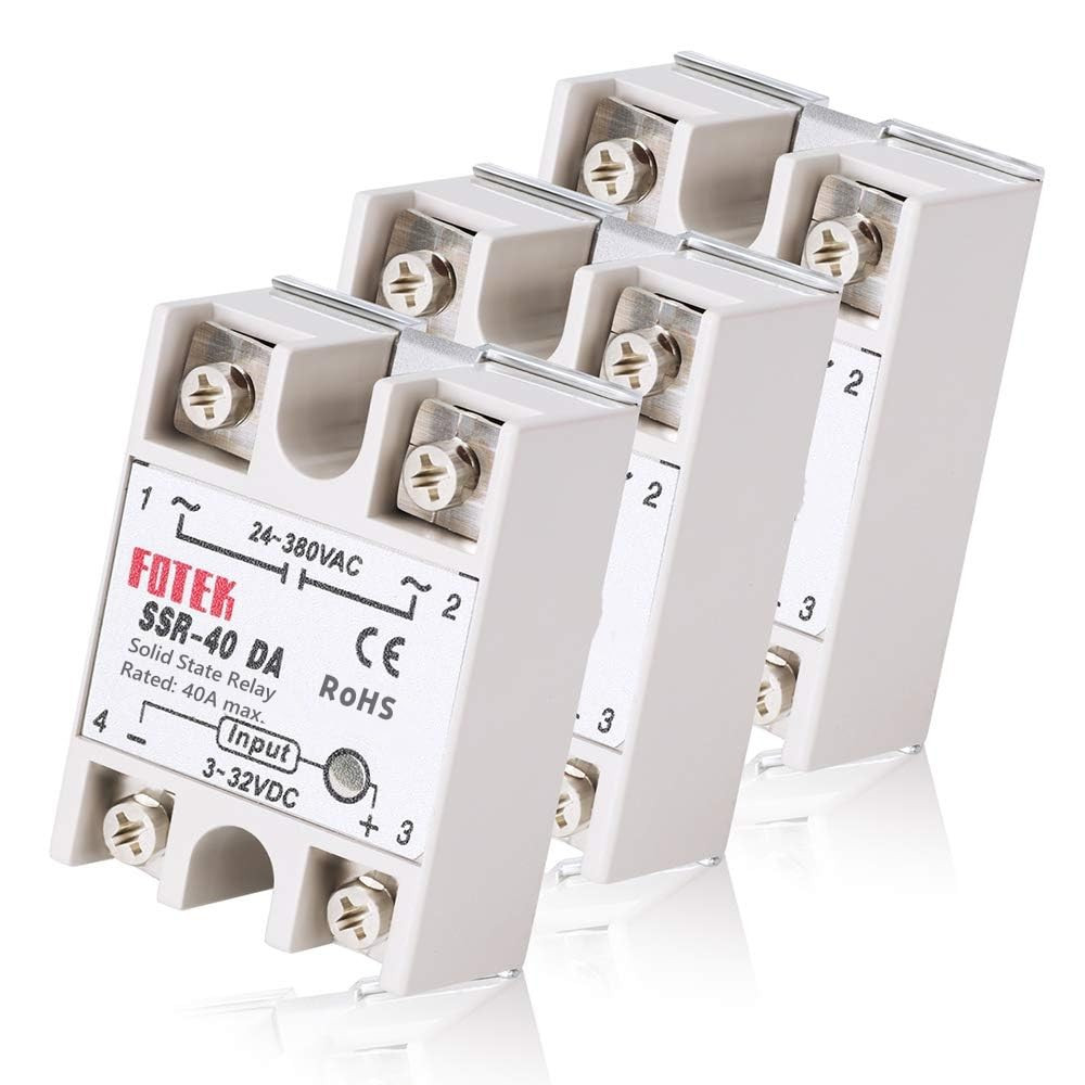 3PCS SSR-40DA Solid State Relay Single Phase Semi-Conductor Relay Input 3-32V DC