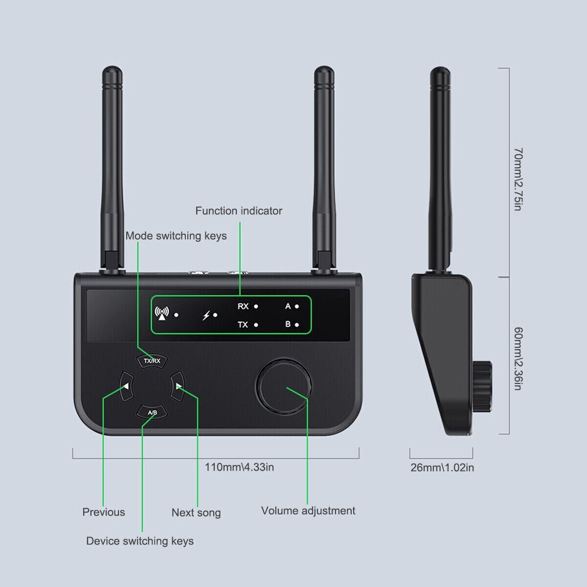Long Range Bluetooth 5.3 Transmitter Receiver For TV Home Stereo Audio Adapter
