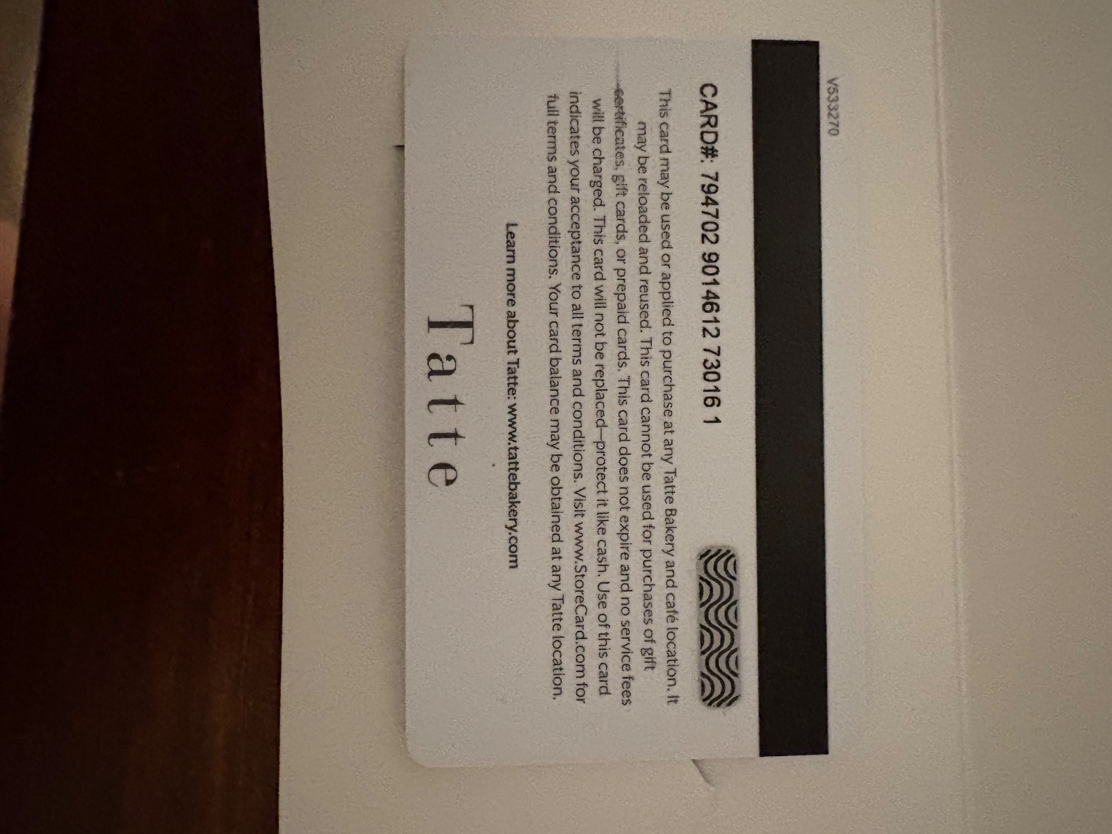 Tatte Bakery Gift Card $10