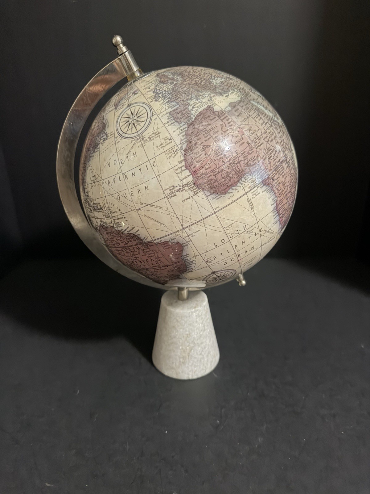 Small decorative table globe with white marble base