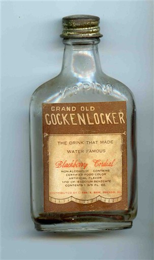 Grand Old Cockenlocker Empty Miniature Glass Bottle 1930 's Walgreens