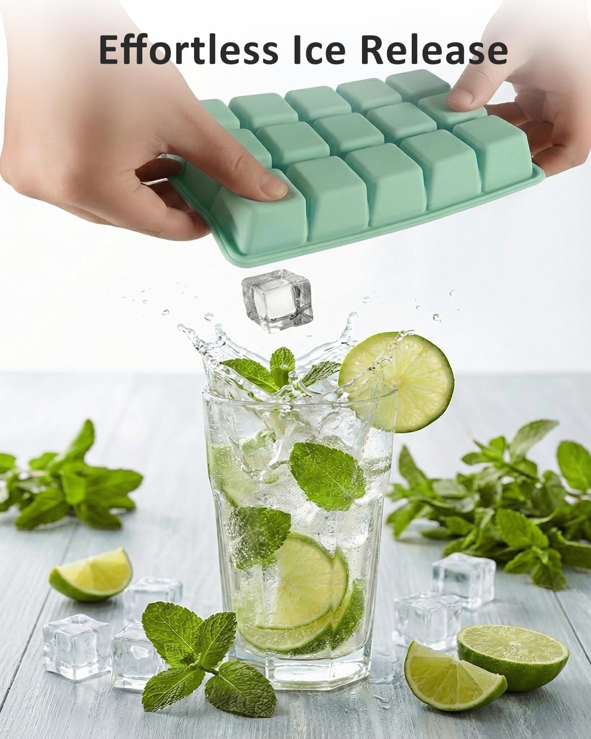 Silicone Ice Cube Trays with Lid, 2 Pack Ice Cube Molds, Easy Release Ice Cube