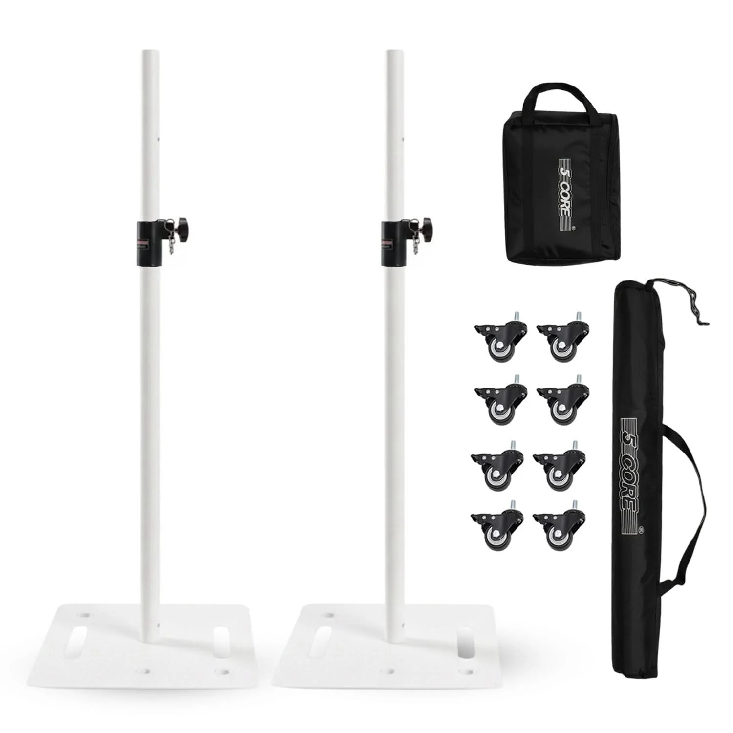 5Core Speaker Stand 2Pcs Heavy Duty Adjustable 61" DJ PA Stands 35mm w Wheels
