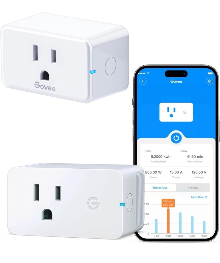 Govee Smart Plug with Energy Monitoring, No Hub Required (Two Plug)
