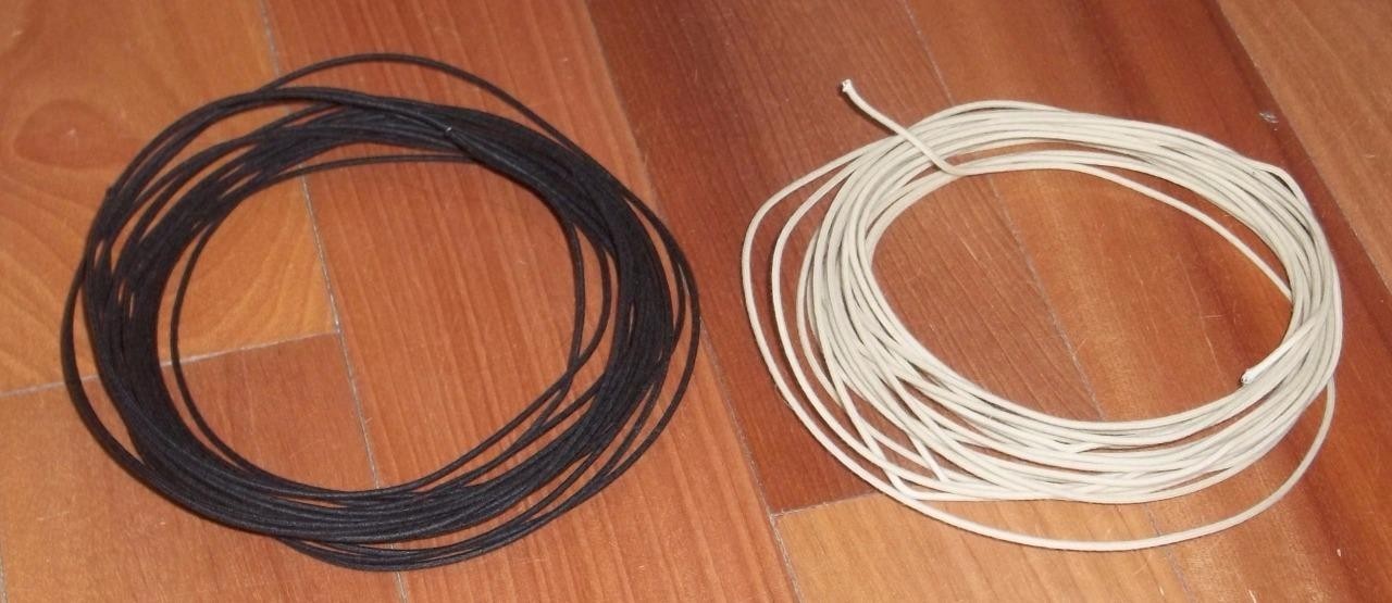 22 gauge Push Back Cloth Vintage Guitar Wire~2ft Black & 2ft White-4ft~USA~New