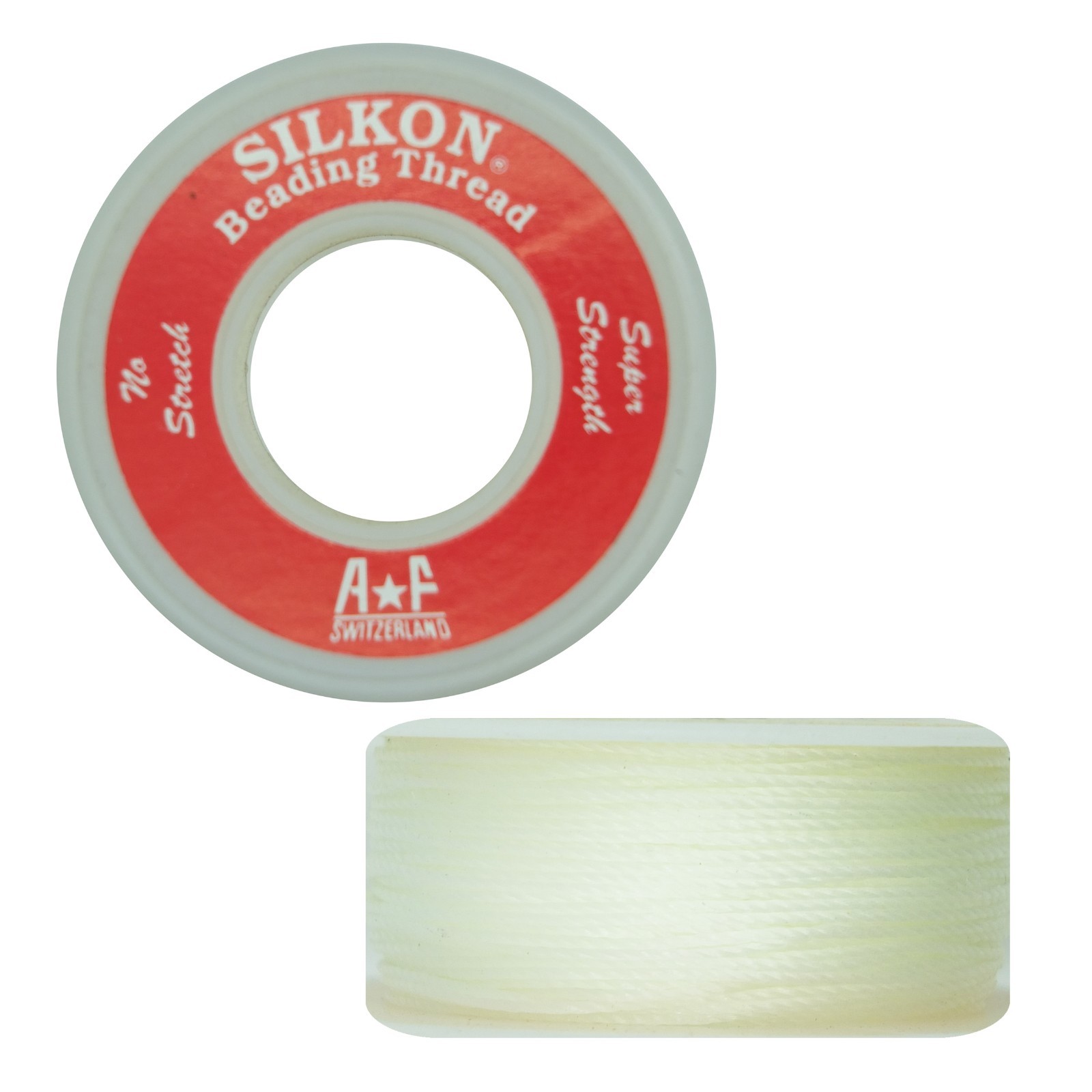 Silkon Bead Stringing Cord Size #5 White 20 yd spool. Made in Switzerland