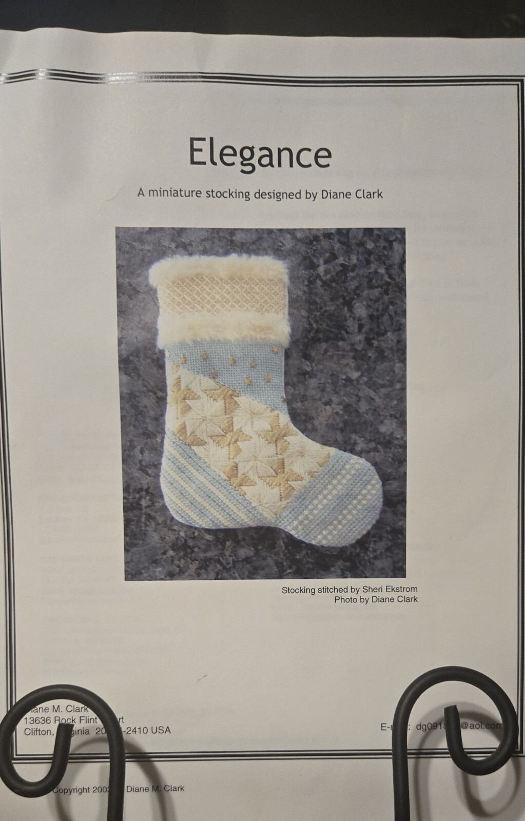 Needlepoint Miniature Stocking Elegance By Diane Clark