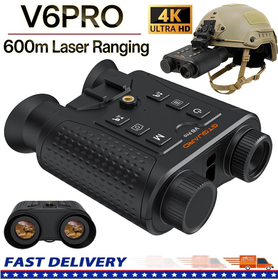 GTGUARD V6PRO 3D 4K Night Vision Goggles Binocular Hunting Googles For Helmet US