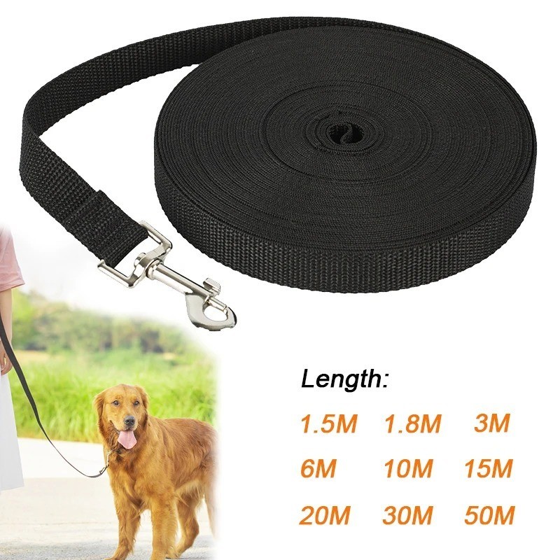 Long Nylon Dog Leash Strong Puppy Training Lead Rope Outdoor Hiking 1.5-30m
