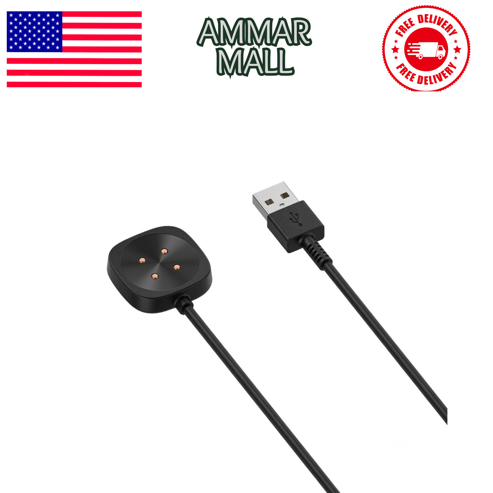 2 X 1 FT For Fitbit Versa 3 / Sense USB Charging Dock Station Cable Cord Charger