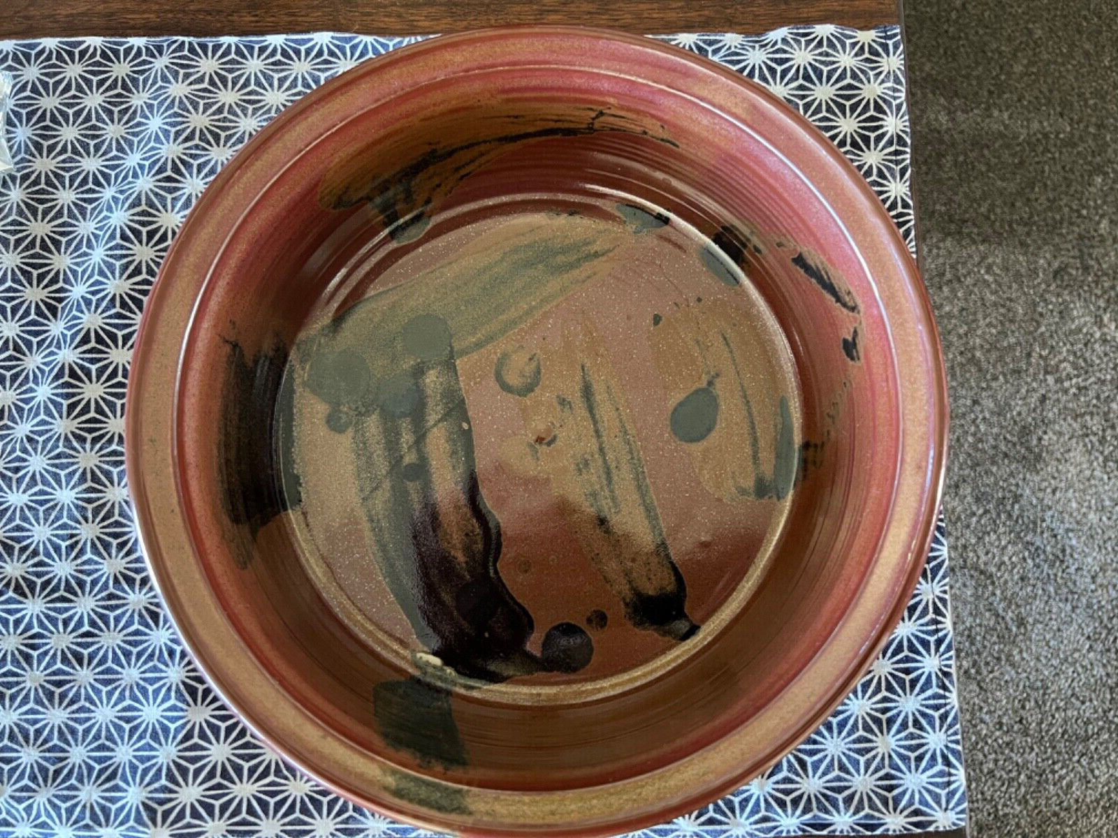 Abstract Studio Art Pottery Open Casserole 10.5” x 3”