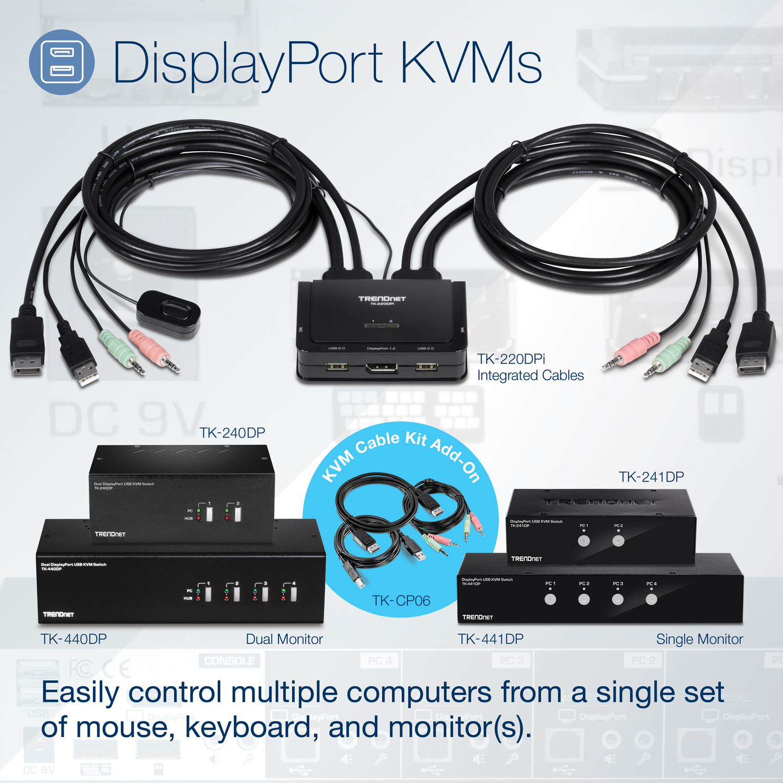TRENDnet TK-241DP, 2-Port DisplayPort KVM Switch,