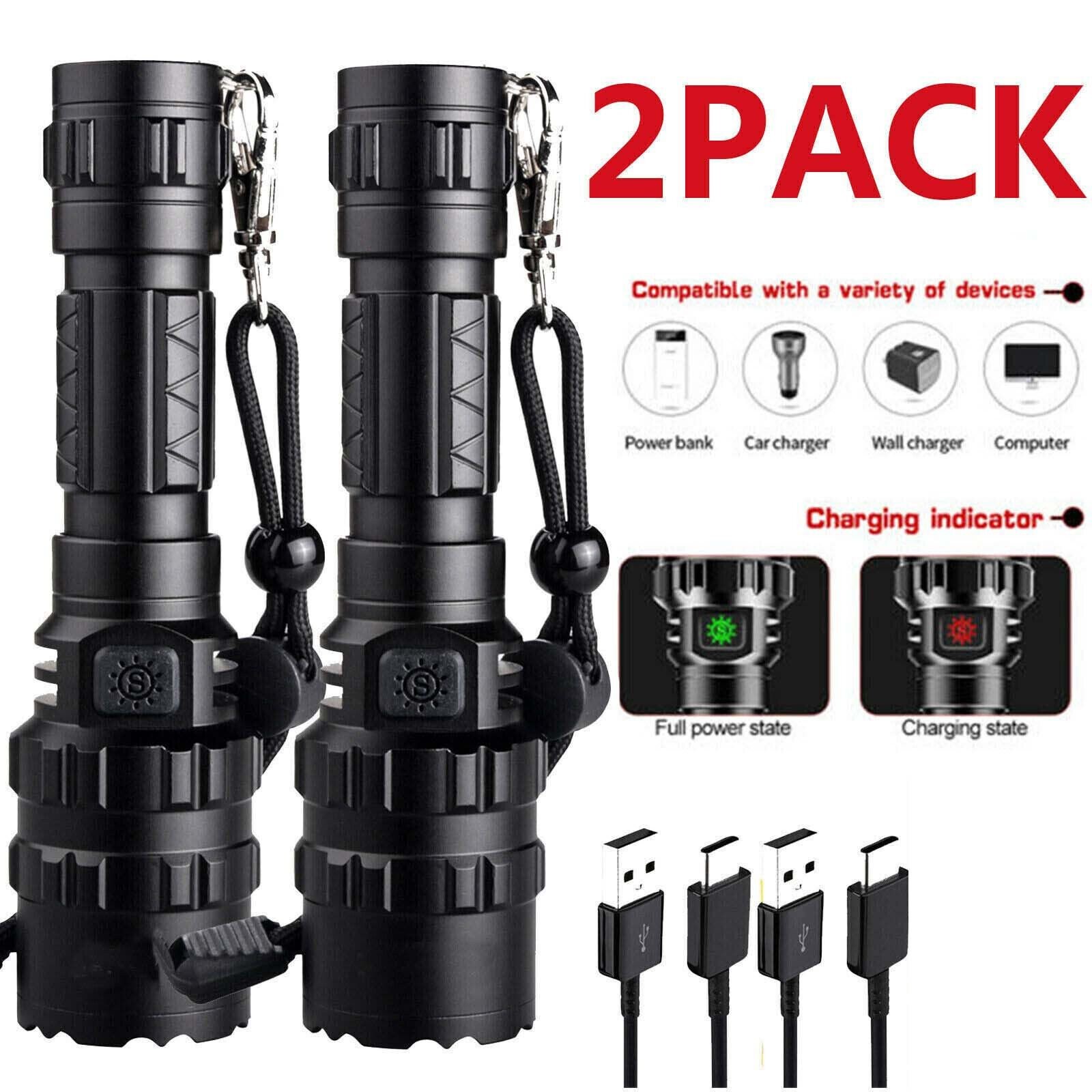 Zoomable LED Tactical Flashlight, High Lumen Rechargeable Waterproof Torch Work