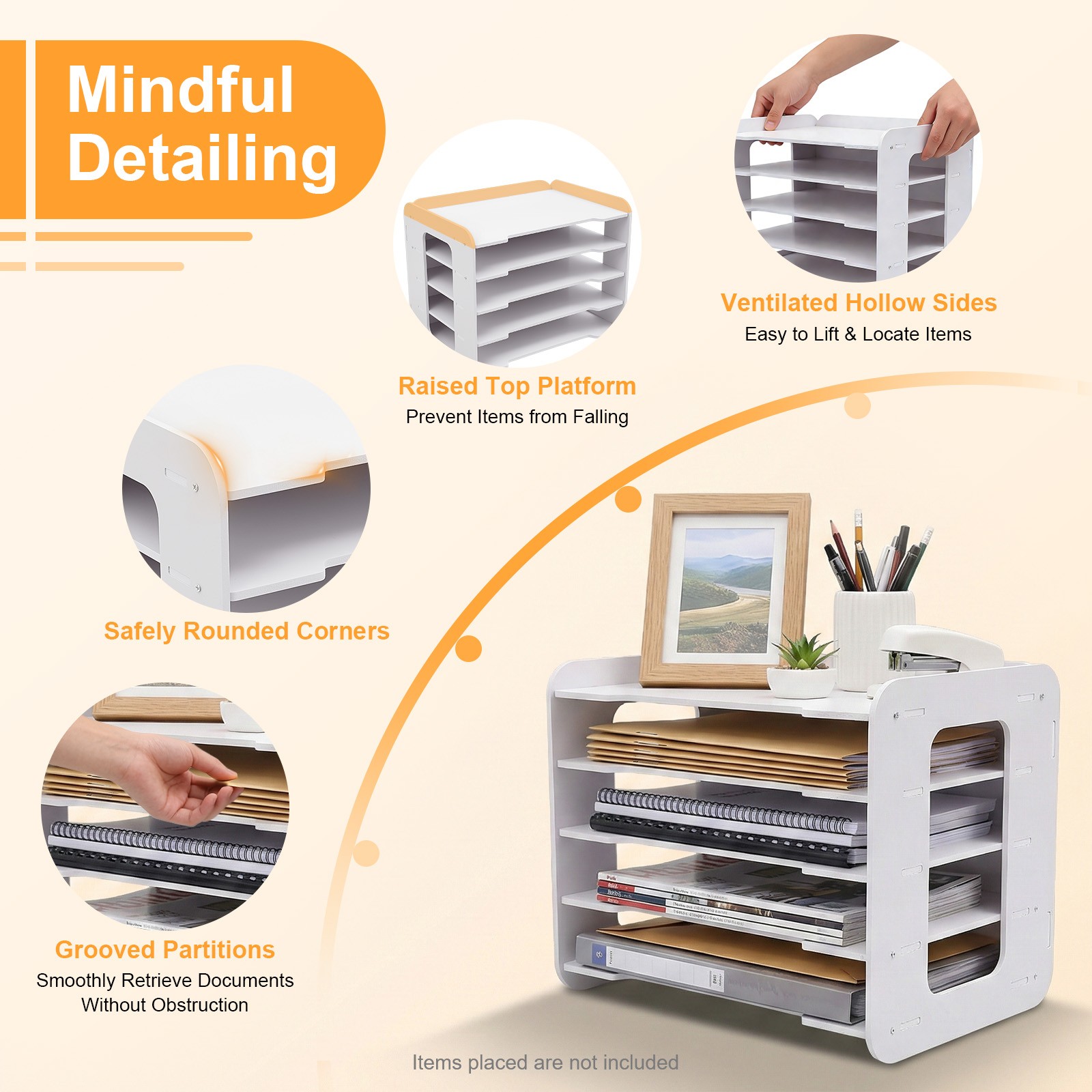 Stackable File Organizer Tray Desk Desktop Paper Document Tray Holder 5 Tiers