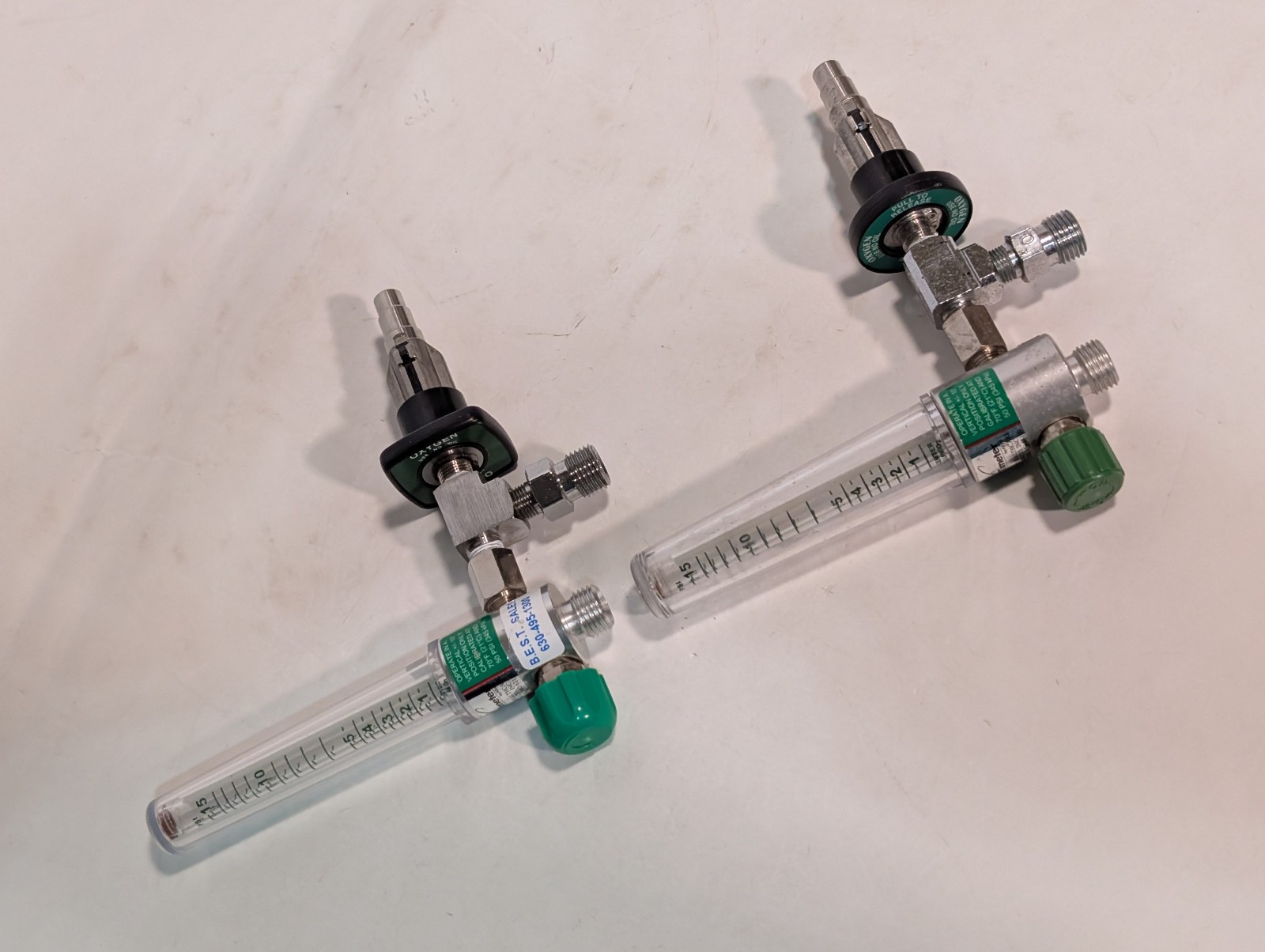 Lot of 2: Allied Healthcare Timeter Flowmeters Oxygen O2 Delivery Devices, 50PSI