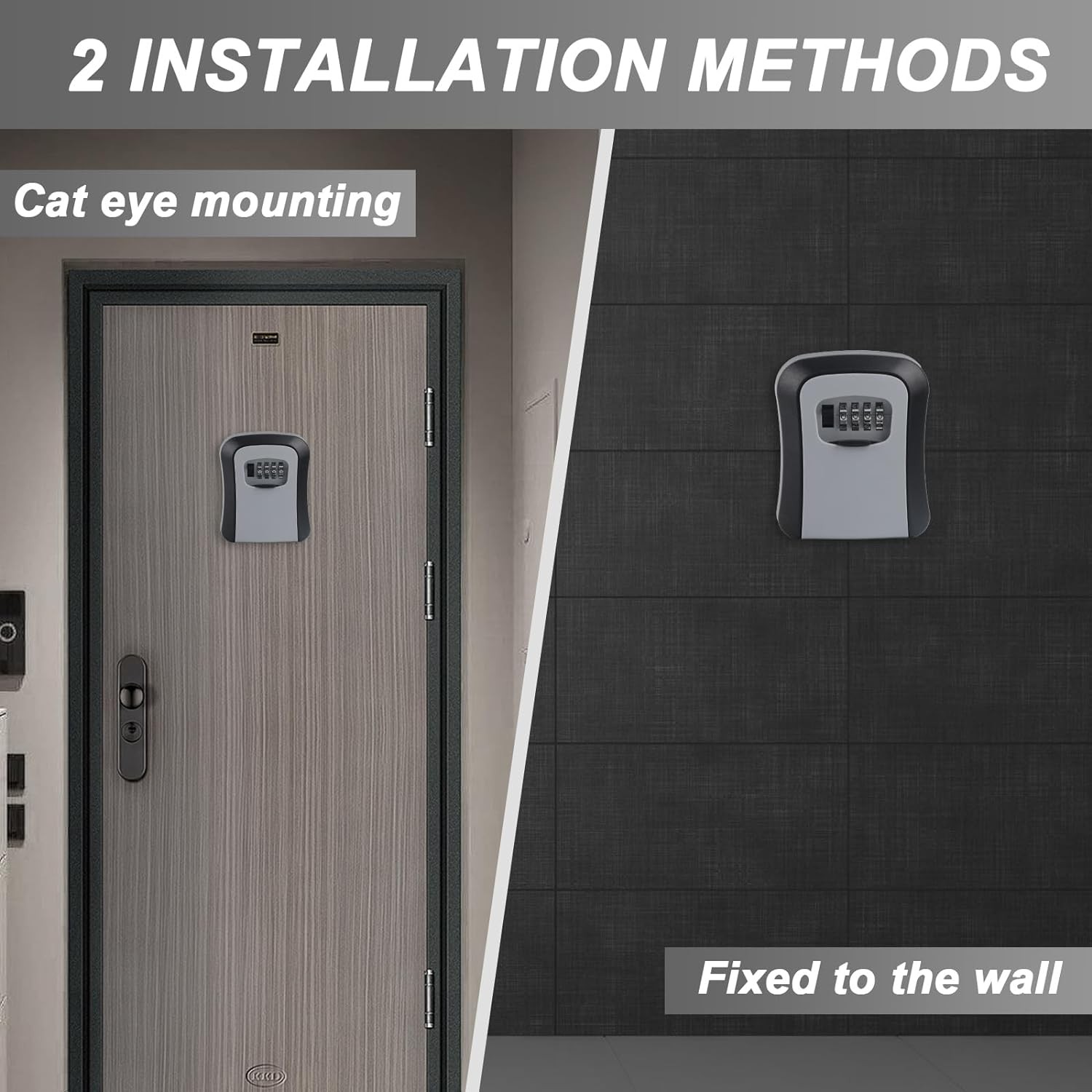 Key Lock Box for Outside, Wall Mounted, Waterproof Resettable Code Safe...