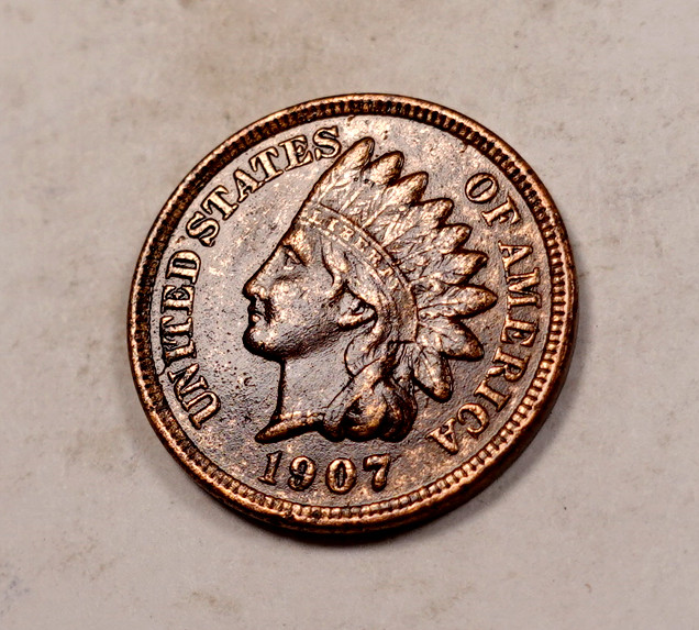1907 Indian Head Cent Penny * Almost Uncirculated AU * XI472