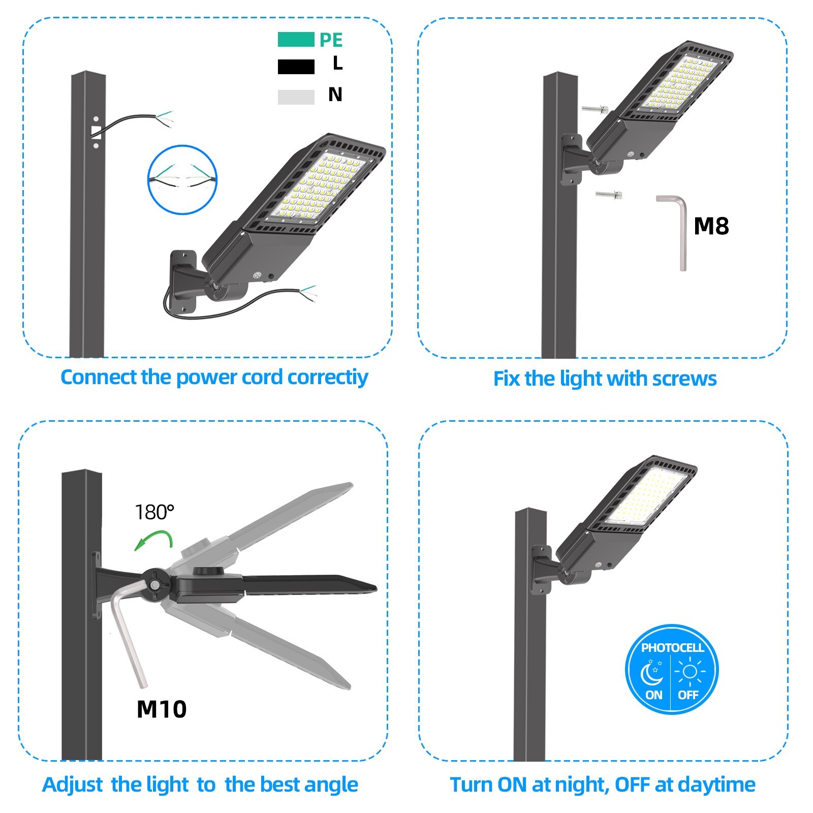 LED Parking Lot Light - 200W Street Lights Dusk to Dawn Outdoor Lighting 3 PACK