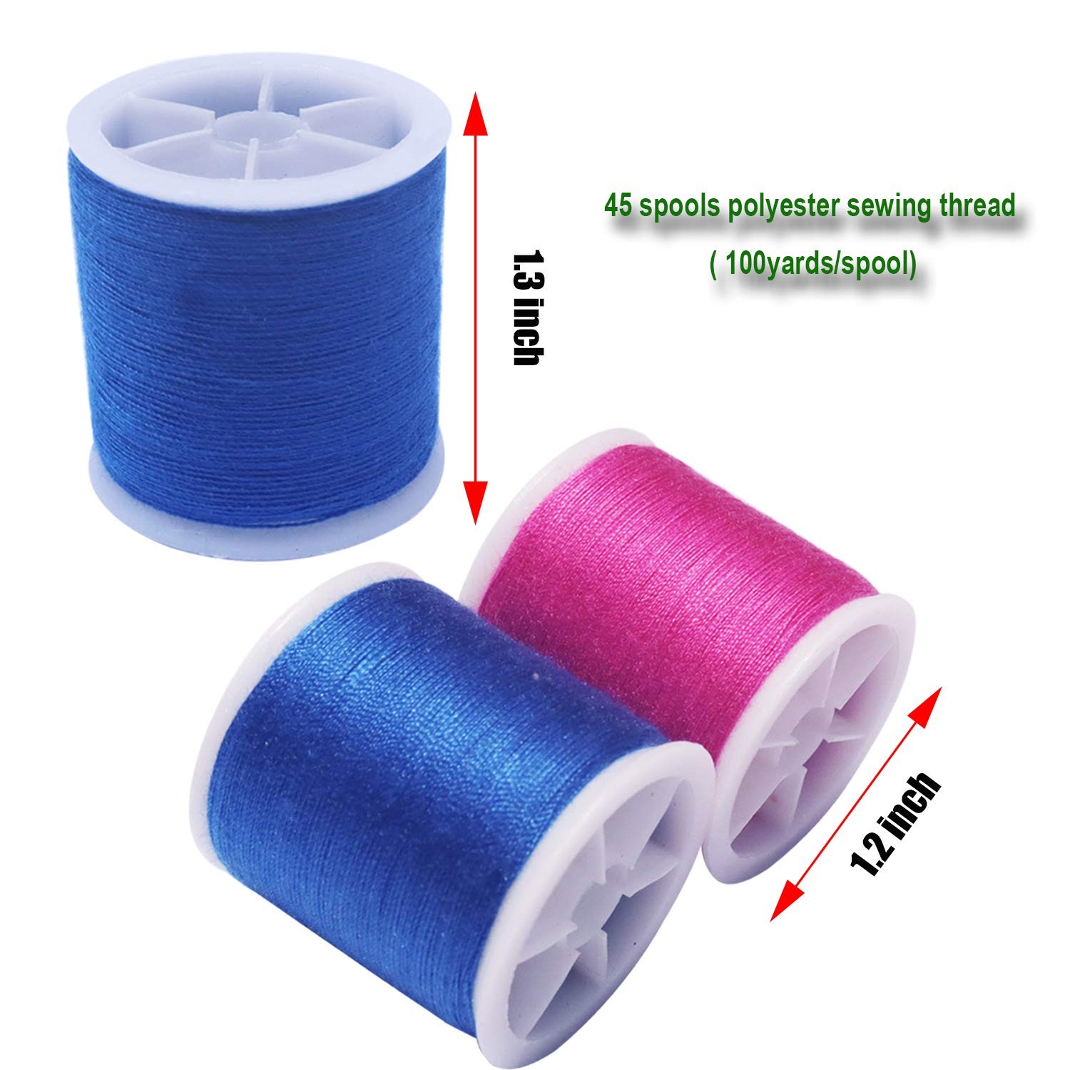 Sewing Thread Kit 45 Spools, Polyester Thread, 100 Yards, Multicolor