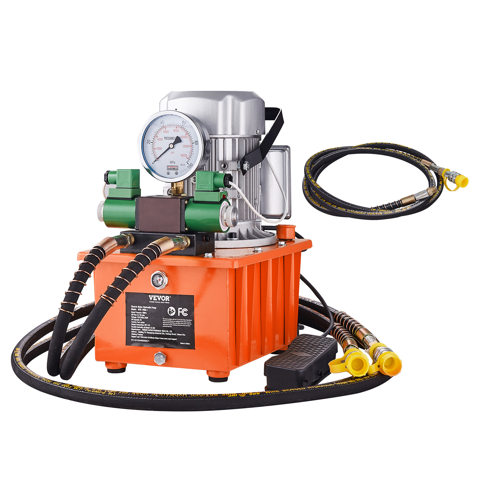 Electric Hydraulic Pump Double Acting Oil Pump 10000 PSI 8L Solenoid Valve