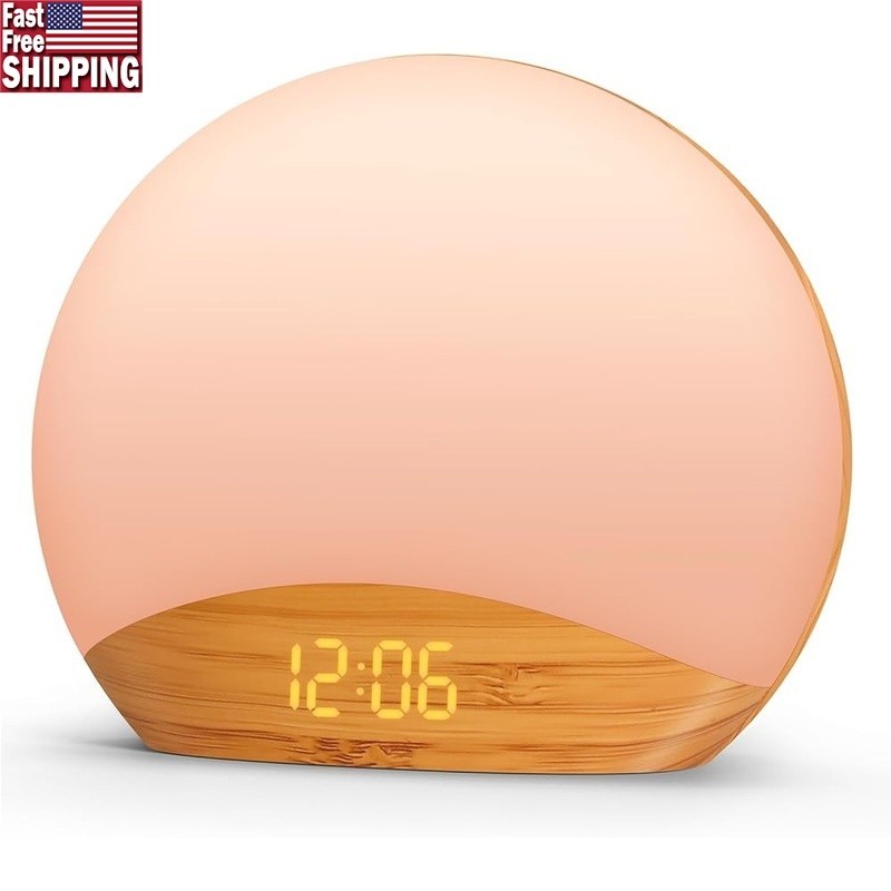 Sunrise Alarm Clock W/ Dimmable Light Sound Machine Sleep Sounds Night Light New